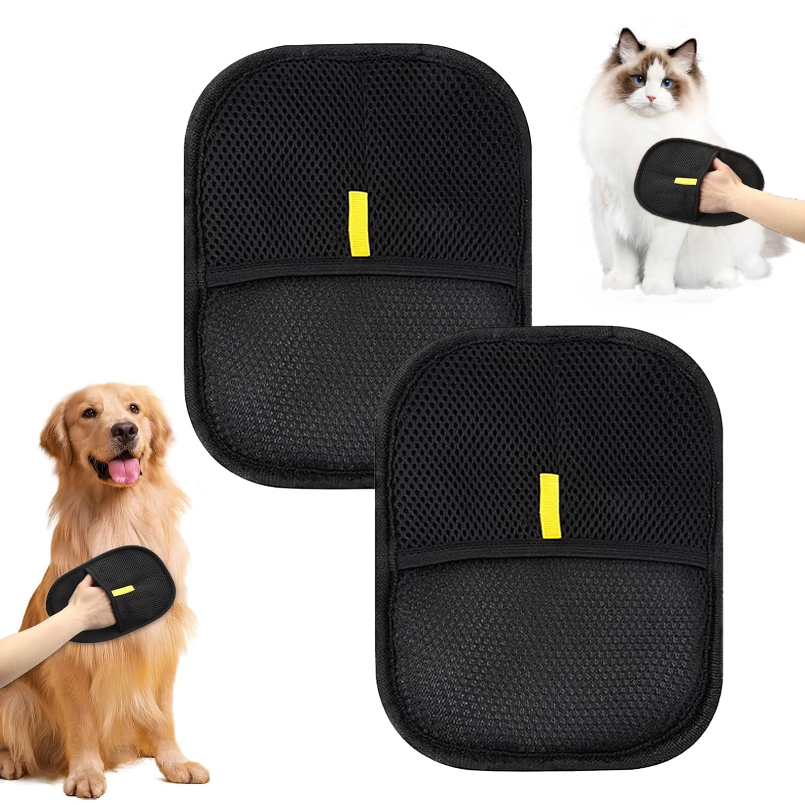 Artguts Pack Of 2 Pet Hair Remover Glove, Double Sided Antistatic Pet Grooming Gloves, Reusable Pet Care Gloves, For Cats And Do