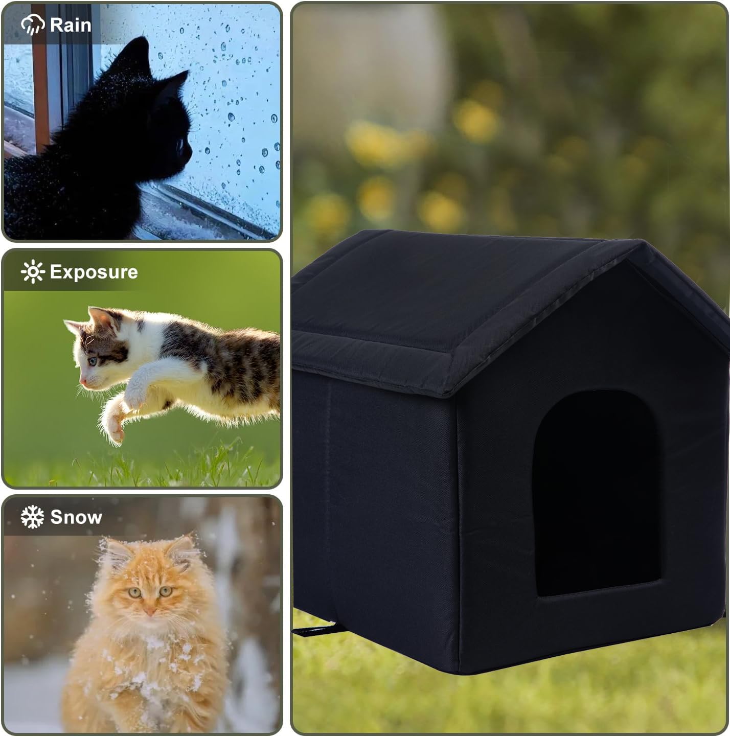 Cat Houses For Outdoor Cats Outdoor Houses For Feral Cats Cat House With Weatherproof Canvas Roof Stray Shelter (Cat House Black