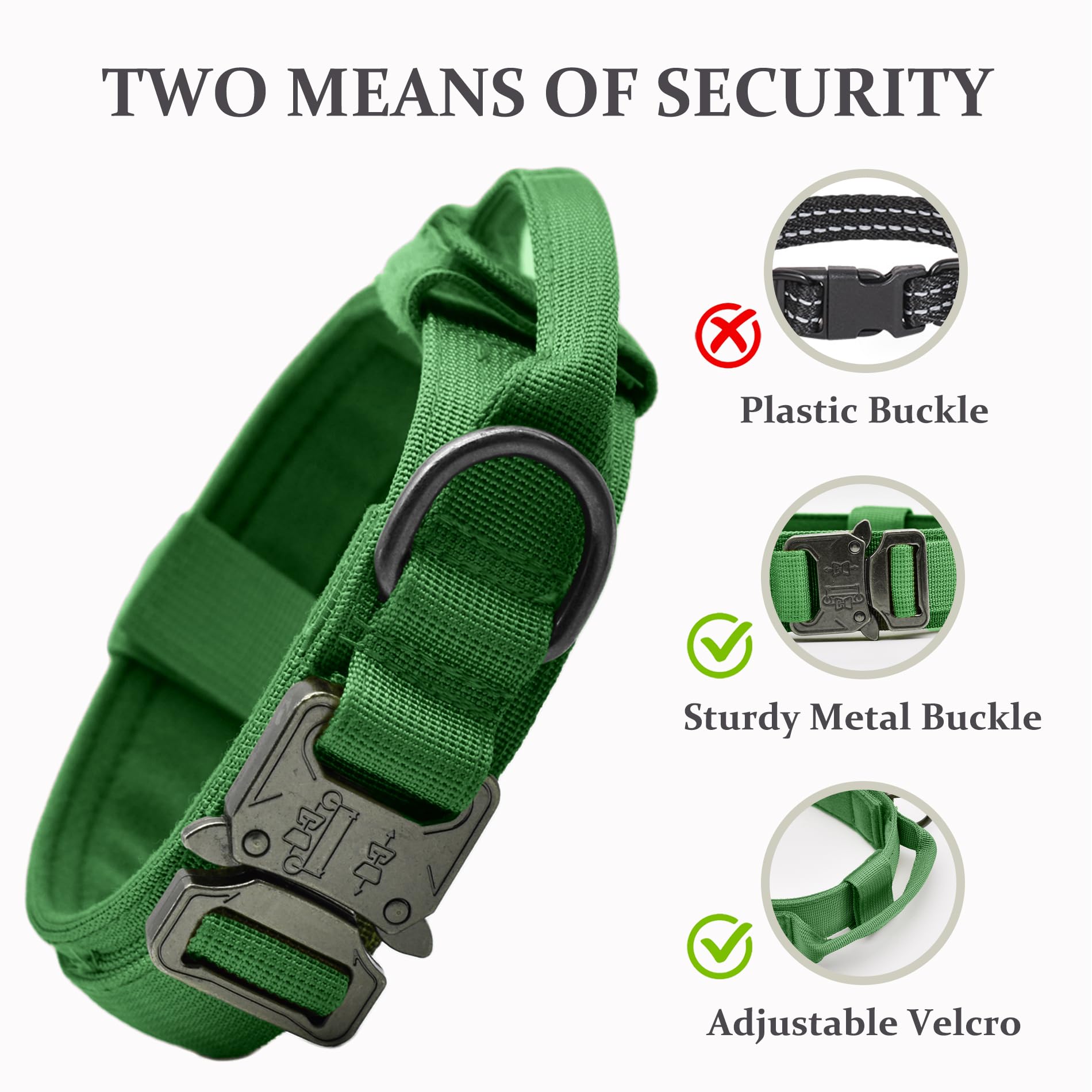 Tactical Dog Collar, Adjustable Military Training Nylon Dog Collar With Control Handle And Heavy Quick-Release Metal Buckle For