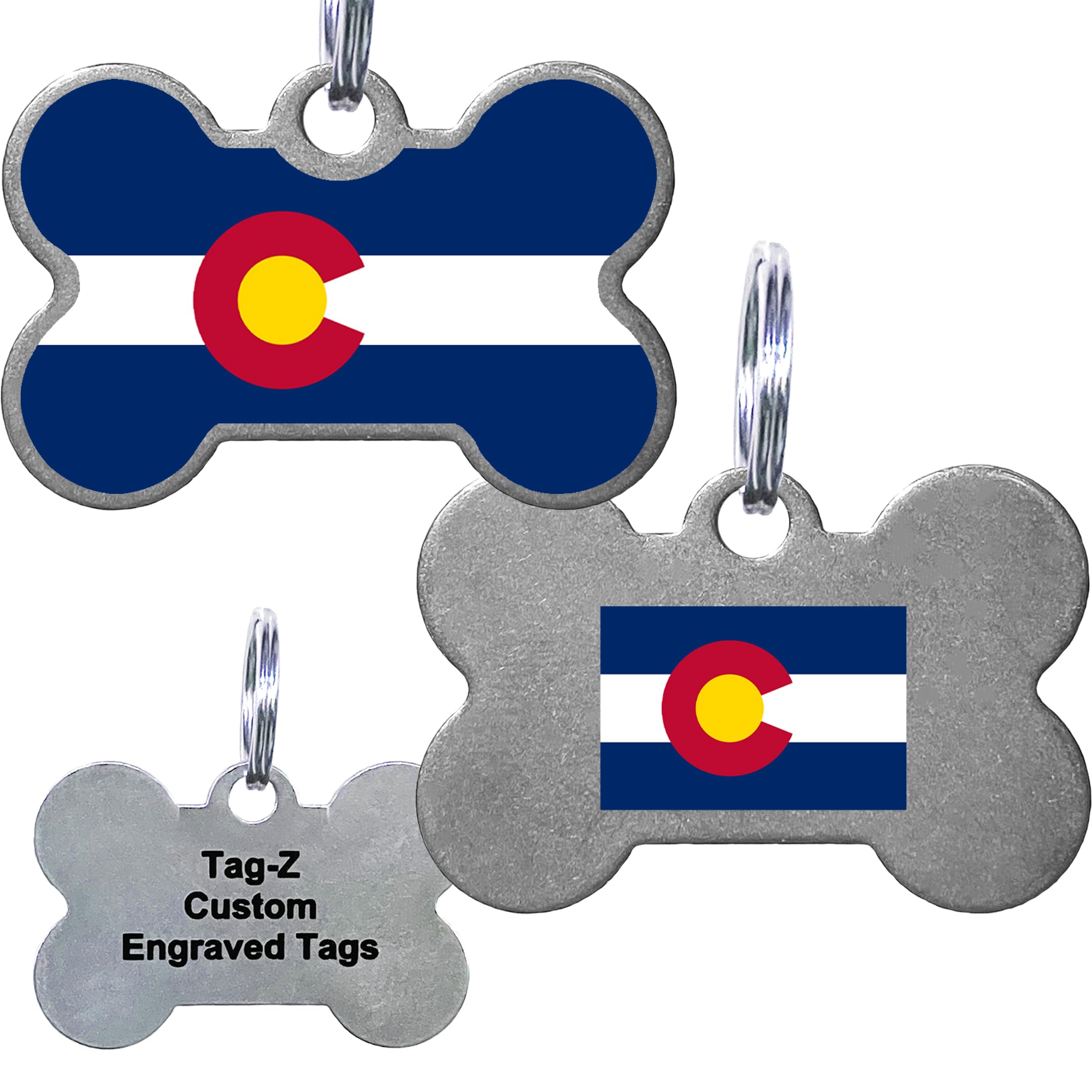 Colorado Flag Pet Id Tags, Custom Printed And Laser Engraved Bone
