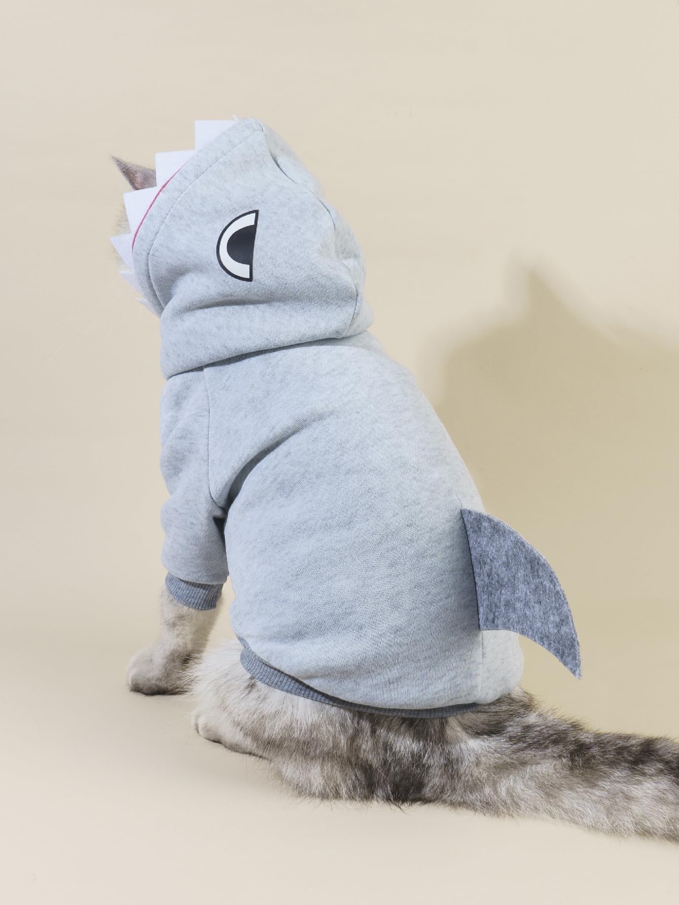 Qwinee Shark Dog Hoodie Dog Warm Jacket Coat Puppy Sweatshirt Christmas Halloween Dog Costume Cosplay Winter Dog Clothes Pet Apparel For Small Medium Dogs Cats Kitten Grey Xs