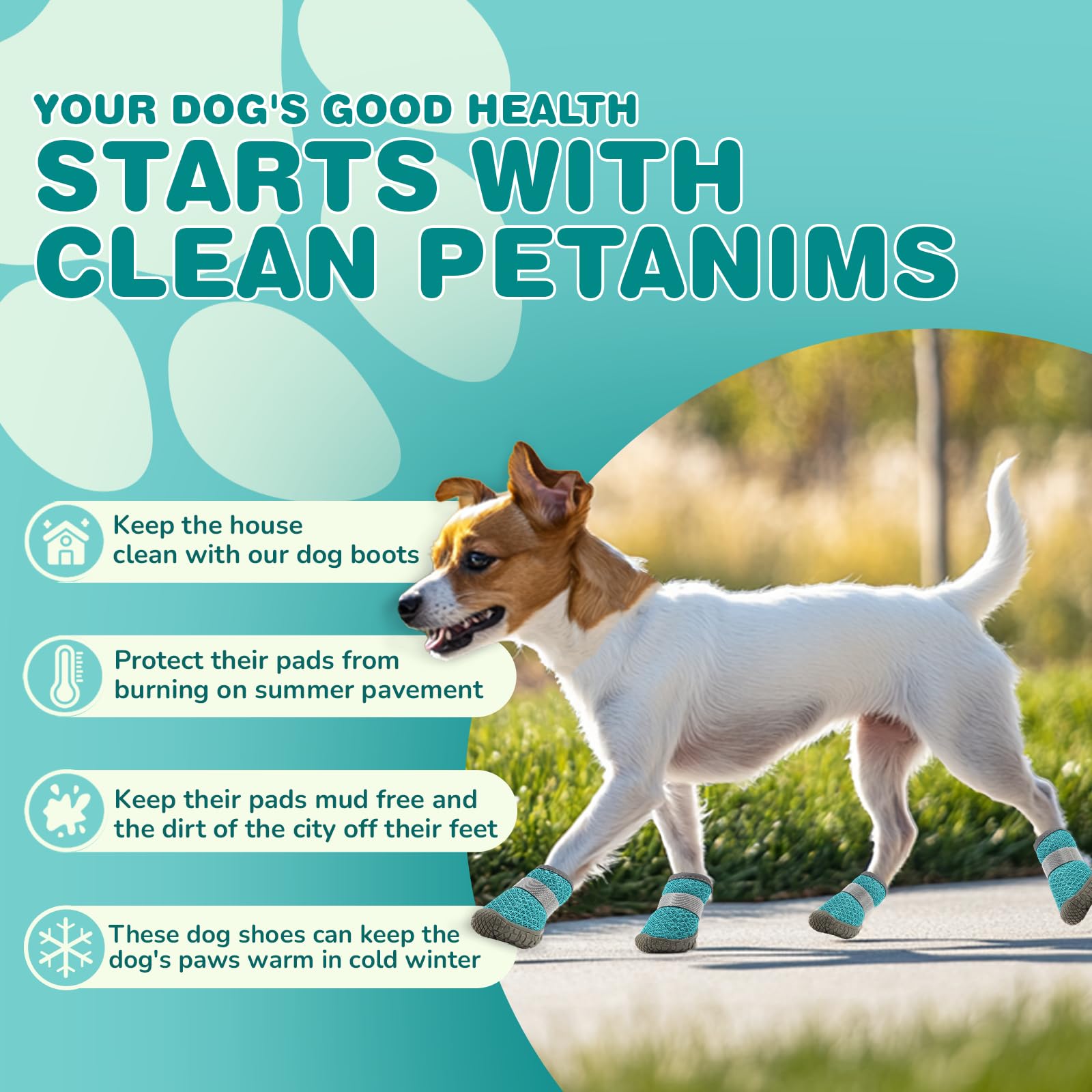 Petanims Small Dog Shoes, Breathable Puppy Boots & Paw Protectors for Winter Snow, Summer Hot Pavement, Dog Booties with Anti-Sl