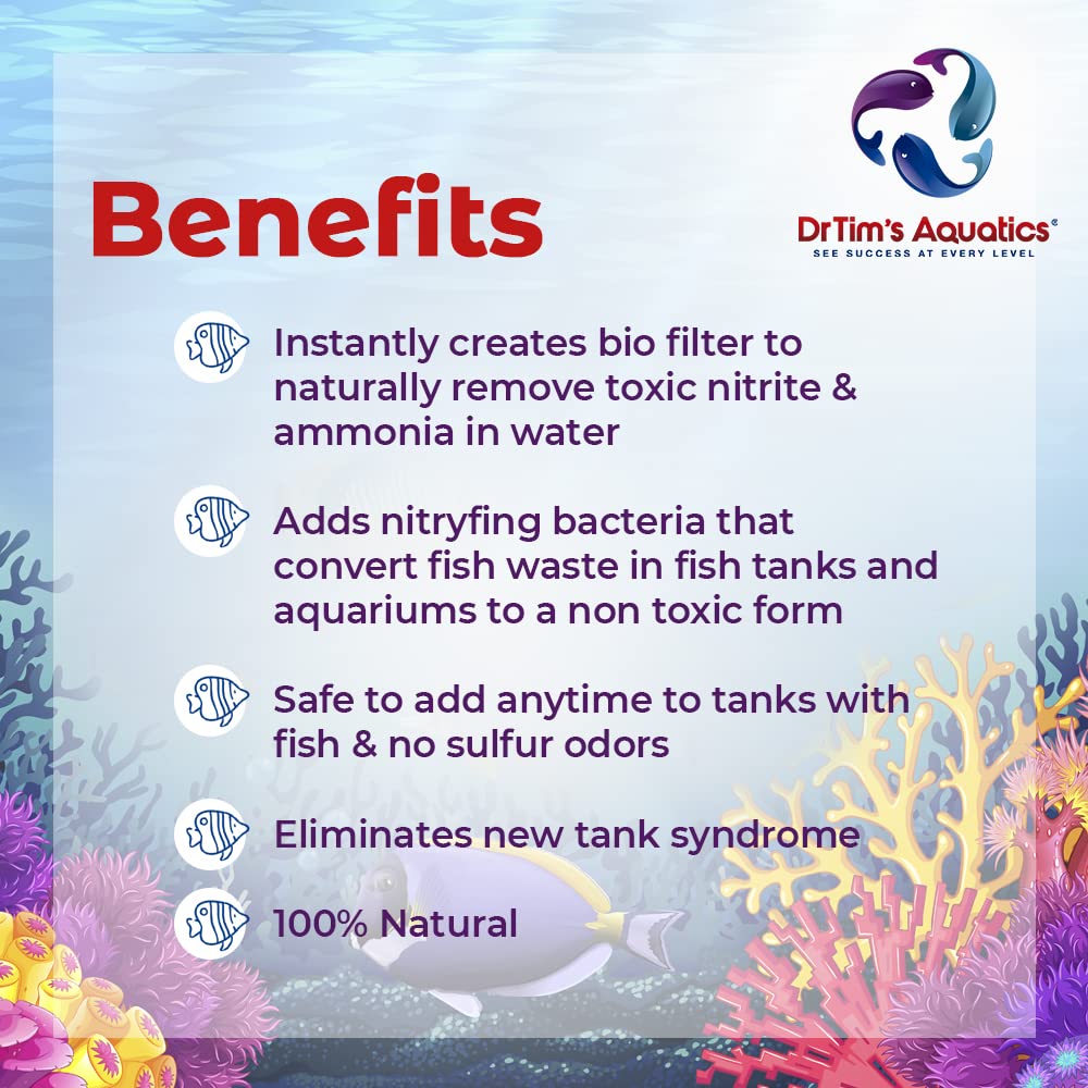 DrTims Aquatics Reef One & Only Nitrifying Bacteria - For Reef, Nano and Seahorse Aquaria, New Fish Tanks, Aquariums, Disease T