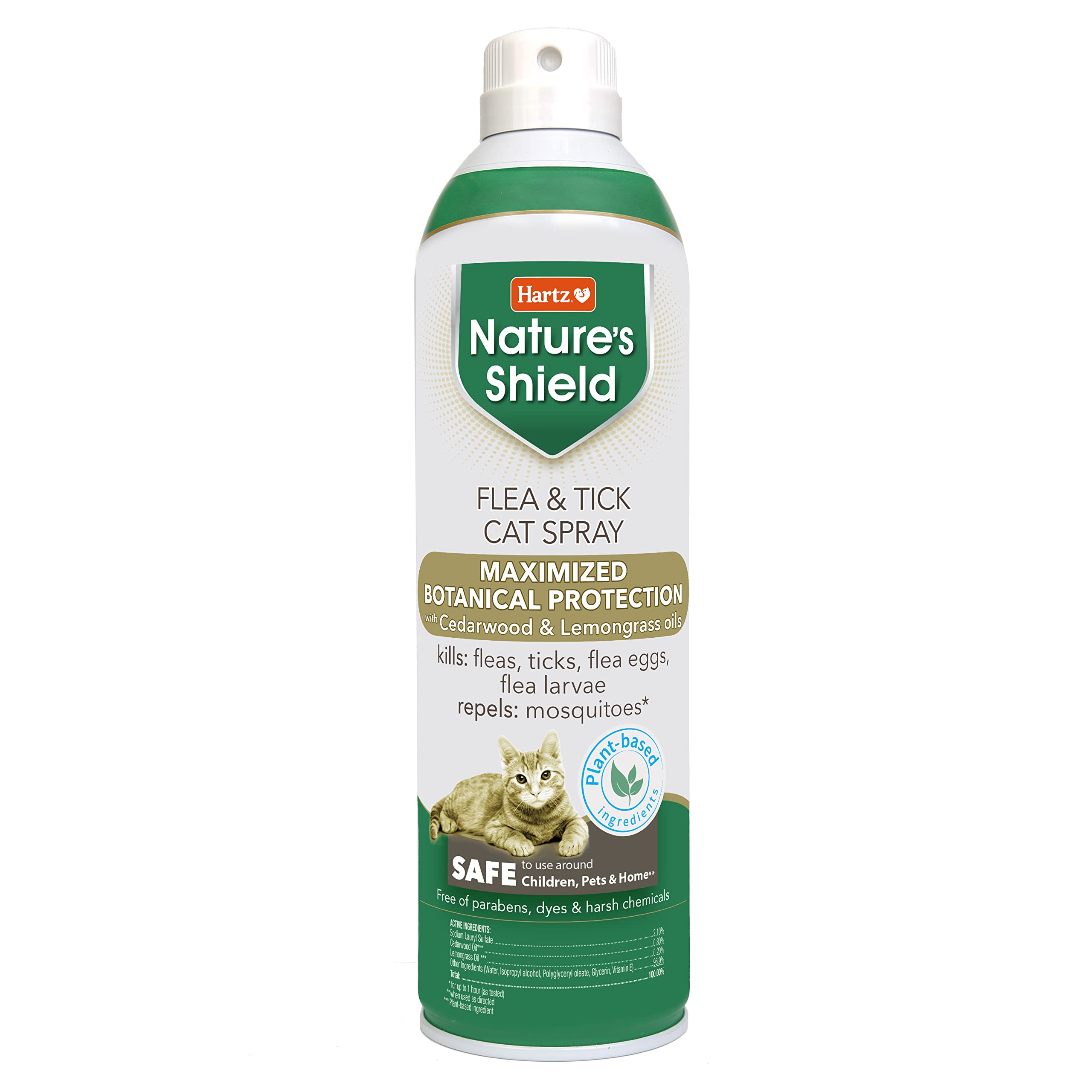 Hartz Natures Shield Flea & Tick Spray Treatment for Cats with Cedarwood and Lemongrass Oil, 14 Ounces
