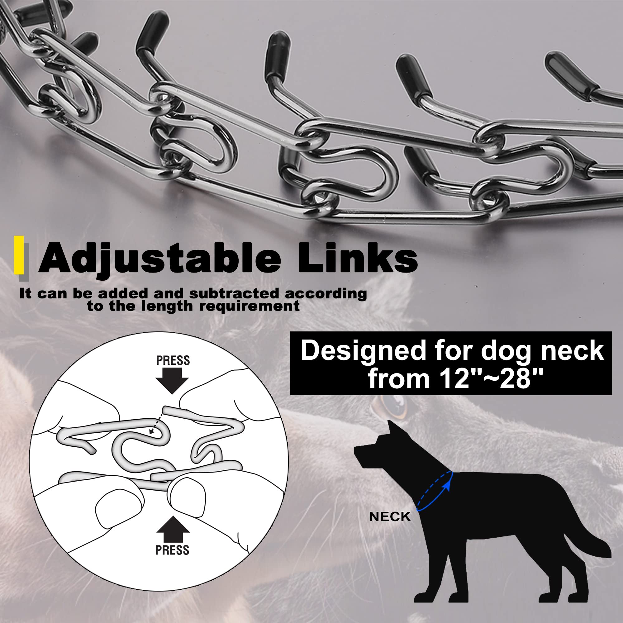 Insfas Dog Prong Traing Collar,Choke Pinch Collar For Dogs Quick Release Spike Collars No Pull Martingale Adjustable For Large M