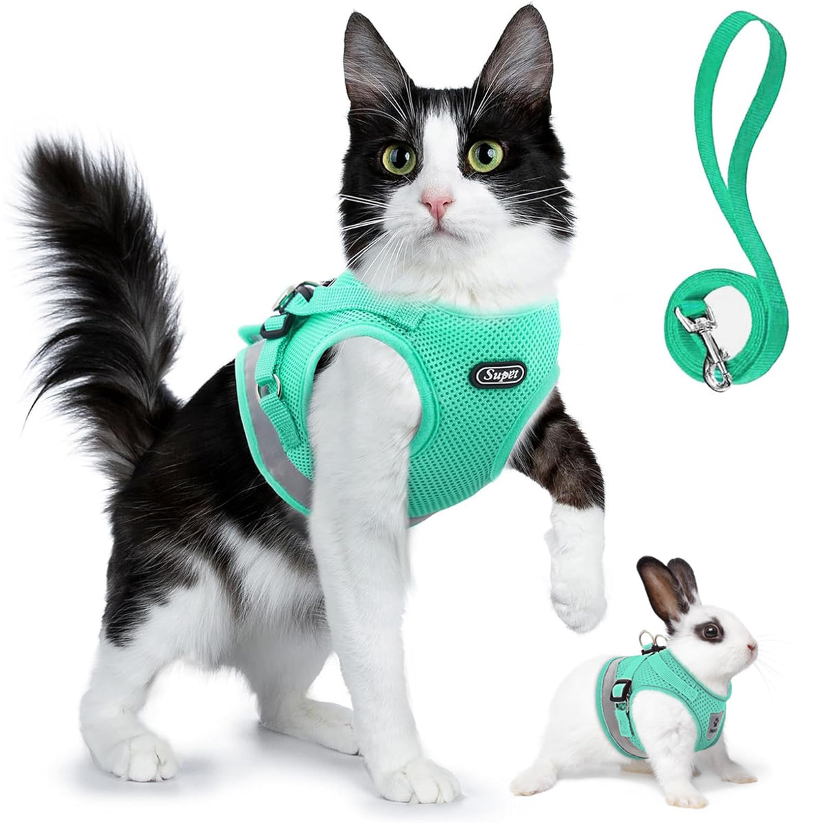 Supet Cat Harness And Leash Set For Walking Cat And Small Dog Harness Soft Mesh Harness Adjustable Cat Vest Harness With Reflective Strap Comfort Fit For Pet Kitten Puppy Rabbit