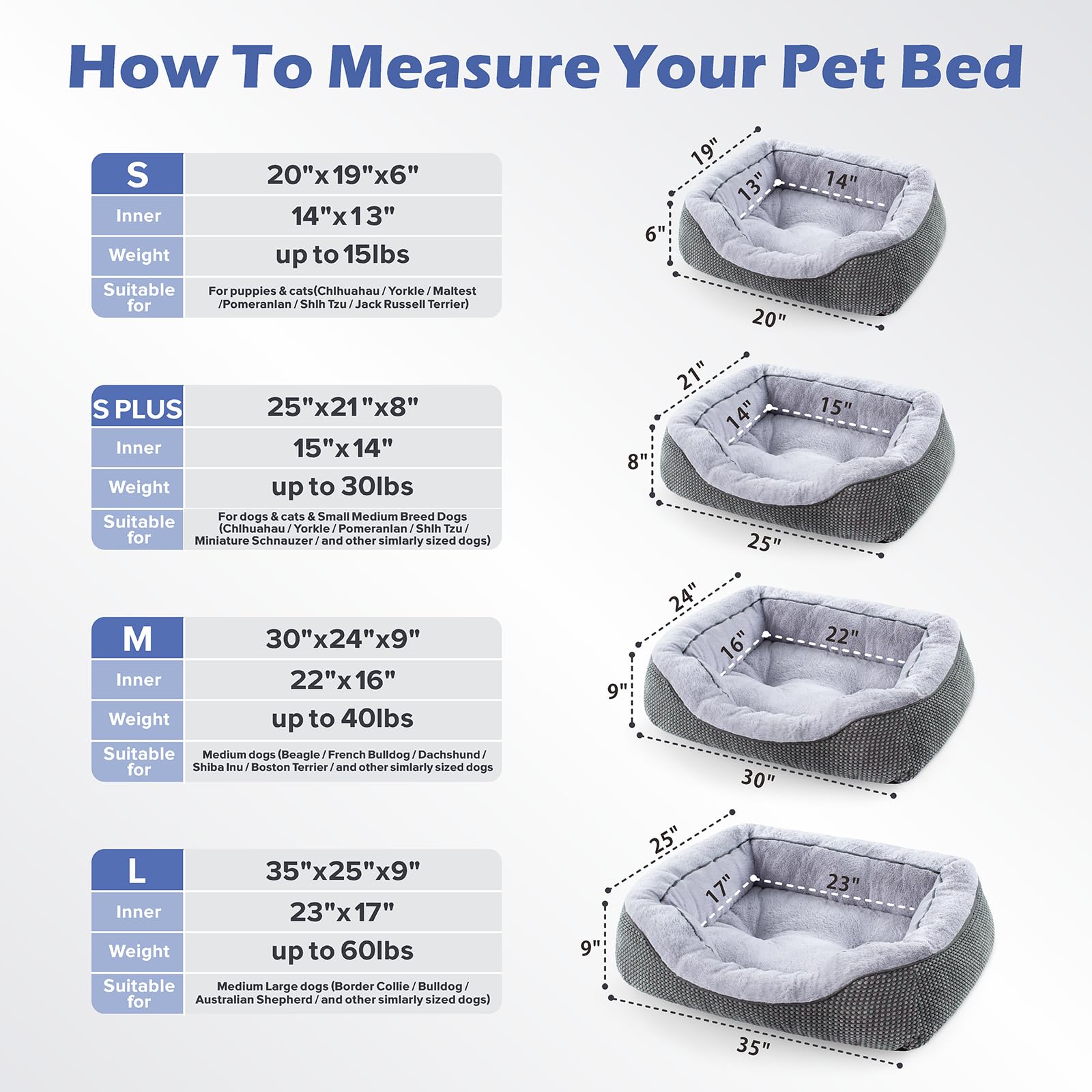 Invenho Dog Bed For Small Dogs - Washable, Orthopedic, Calming & Warming - Durable Pet Bed With Anti-Slip Bottom (25'X21'X8')