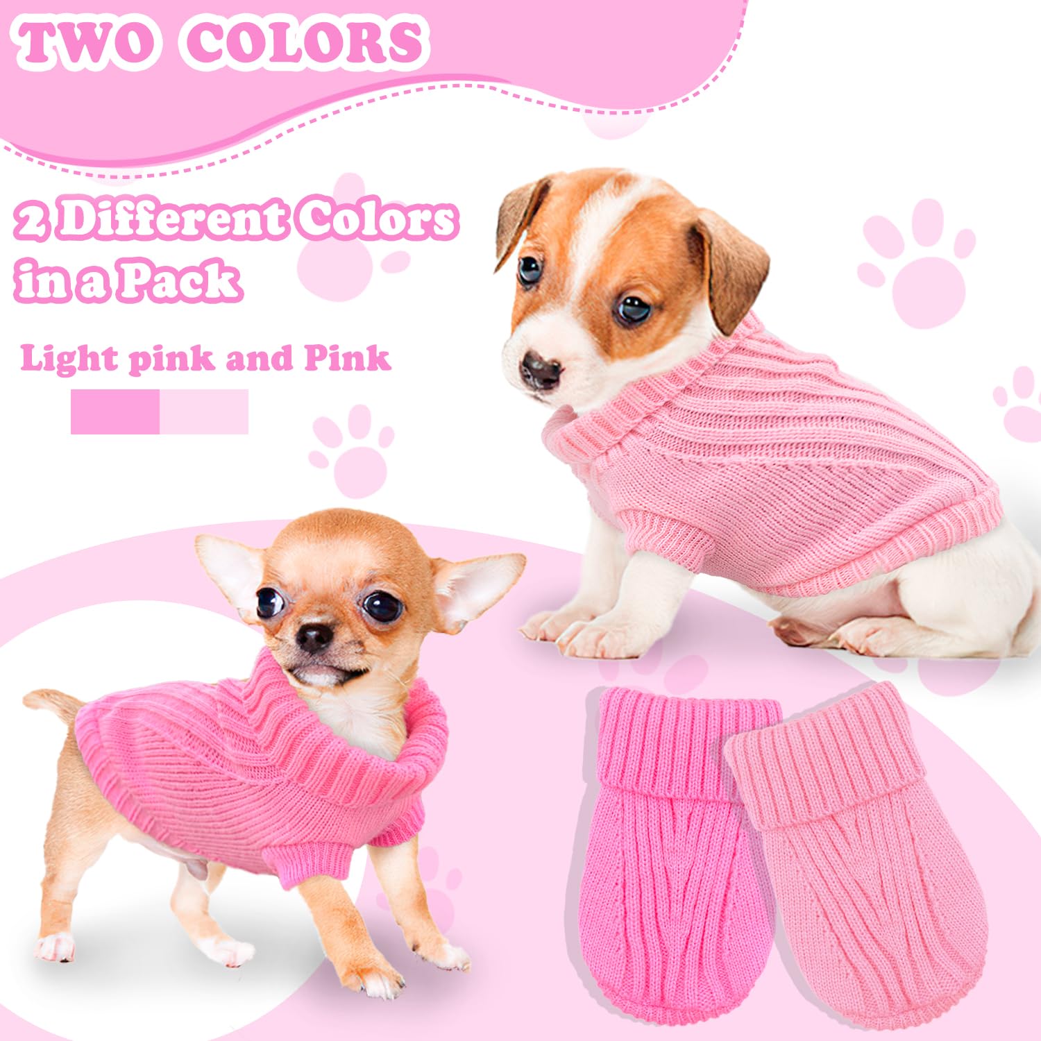 Set Of 2 Winter Dog Clothes For Small Dogs Winter Cute Dog Sweaters Warm Small Dog Pullover Sweater Pet Clothing For Kitten Chih