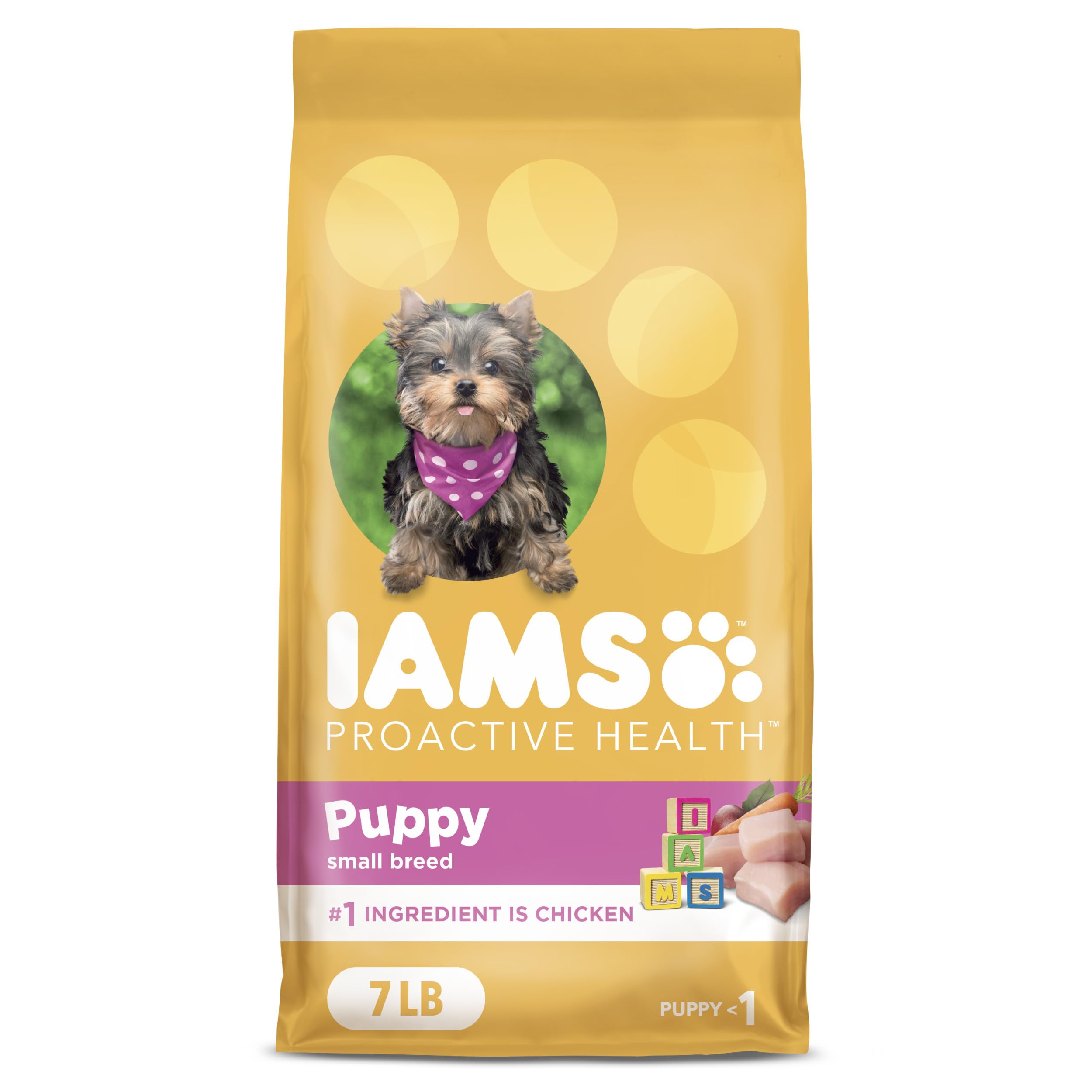 IAMS Proactive Health Smart Puppy Small Breed Dry Dog Food with Real Chicken, 7 lb. Bag