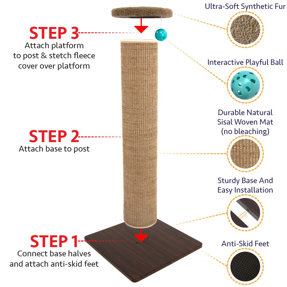 Kitty City Sisal Post Scratcher, Sisal Post (Brown)