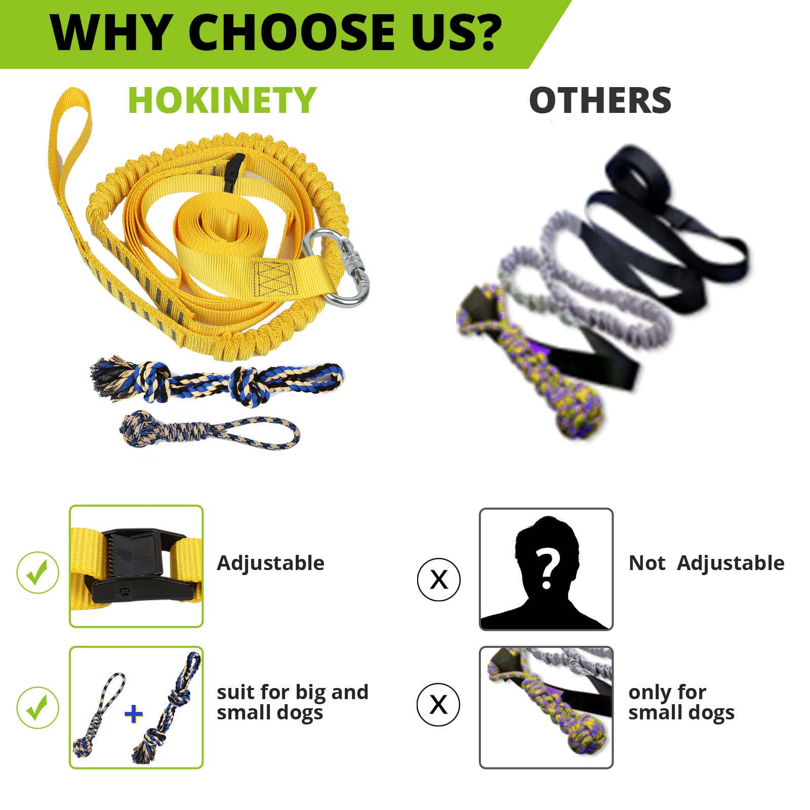 Dog Hanging Bungee Tug Toy: Interactive Tether Tug-of-War for Pitbull & Small to Large Dogs to Exercise and Fun Solo Play - Dura