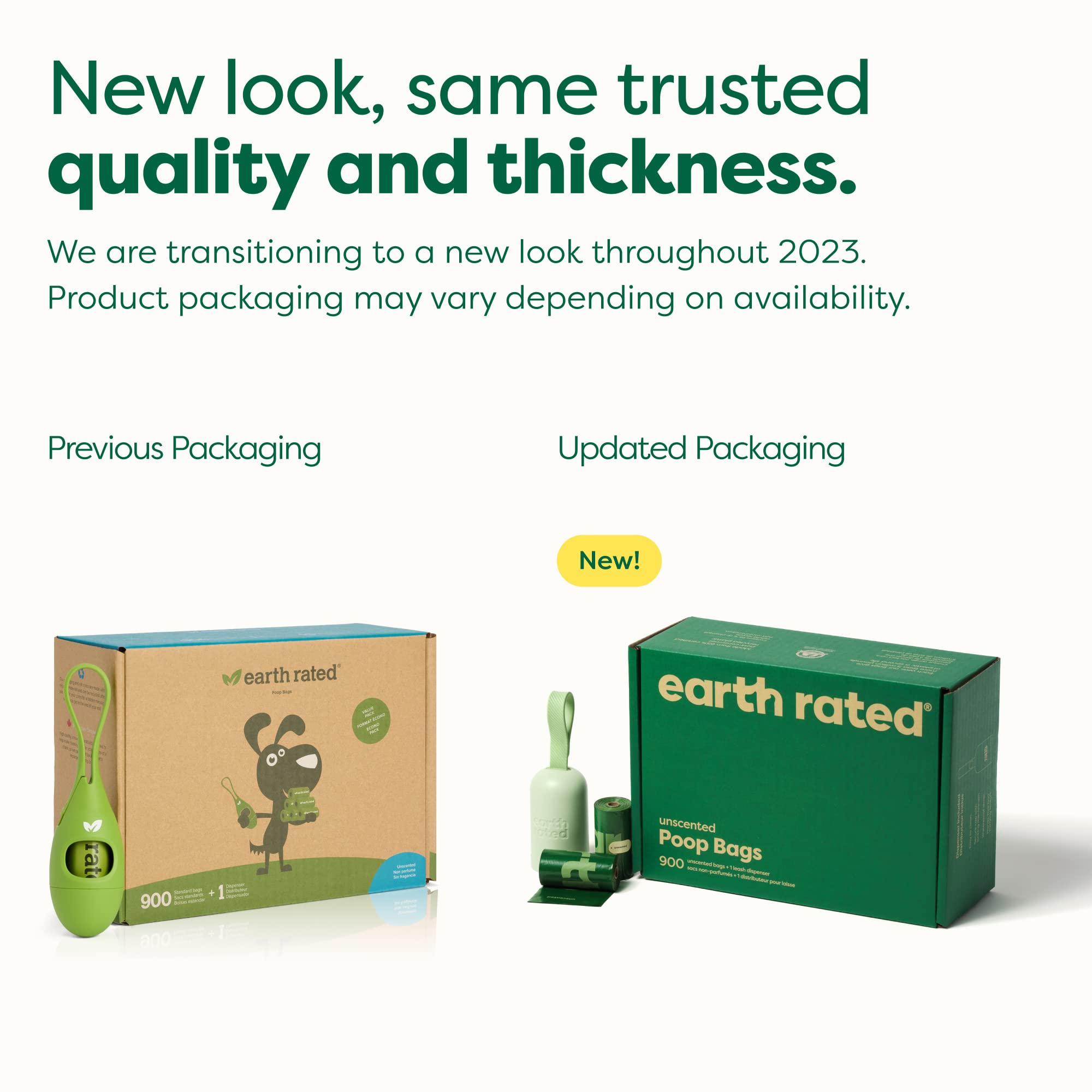 Earth Rated Dog Poop Bag Holder With Bags, Durable And Guaranteed Leakproof, Unscented, 1 Dispenser And 900 Count