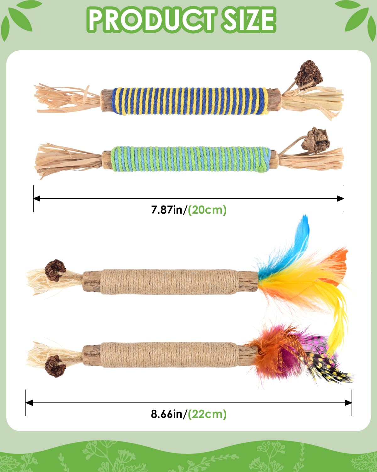 Tindtop Catnip Chew Toys For Cats, 4 Pack Natural Silvervine Sticks For Kittens Teeth Cleaning, Matatabi Dental Care, Increase A