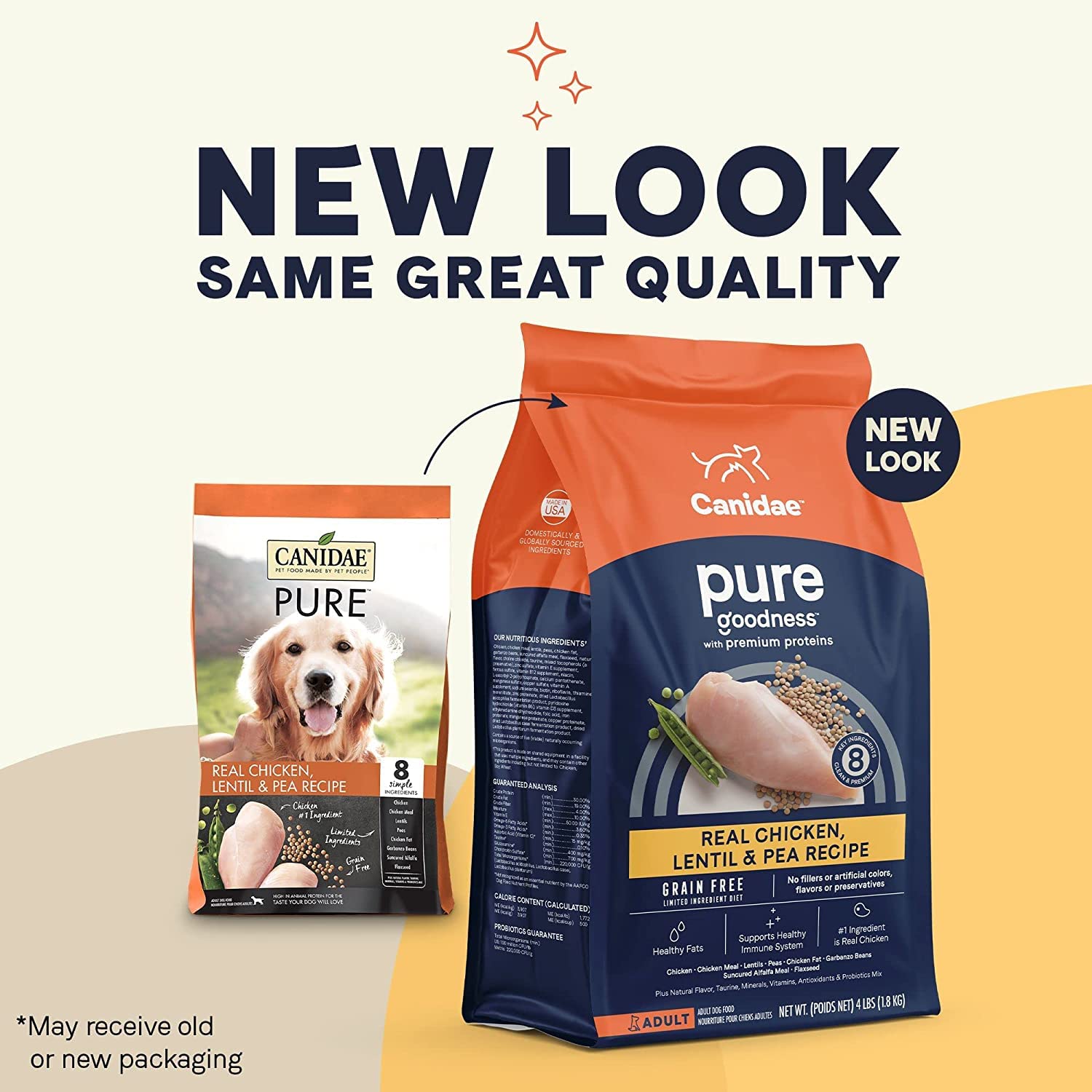 Canidae Pure Limited Ingredient Premium Adult Dry Dog Food, Real Chicken, Lentil & Potato Recipe, 4 lbs, Grain Free