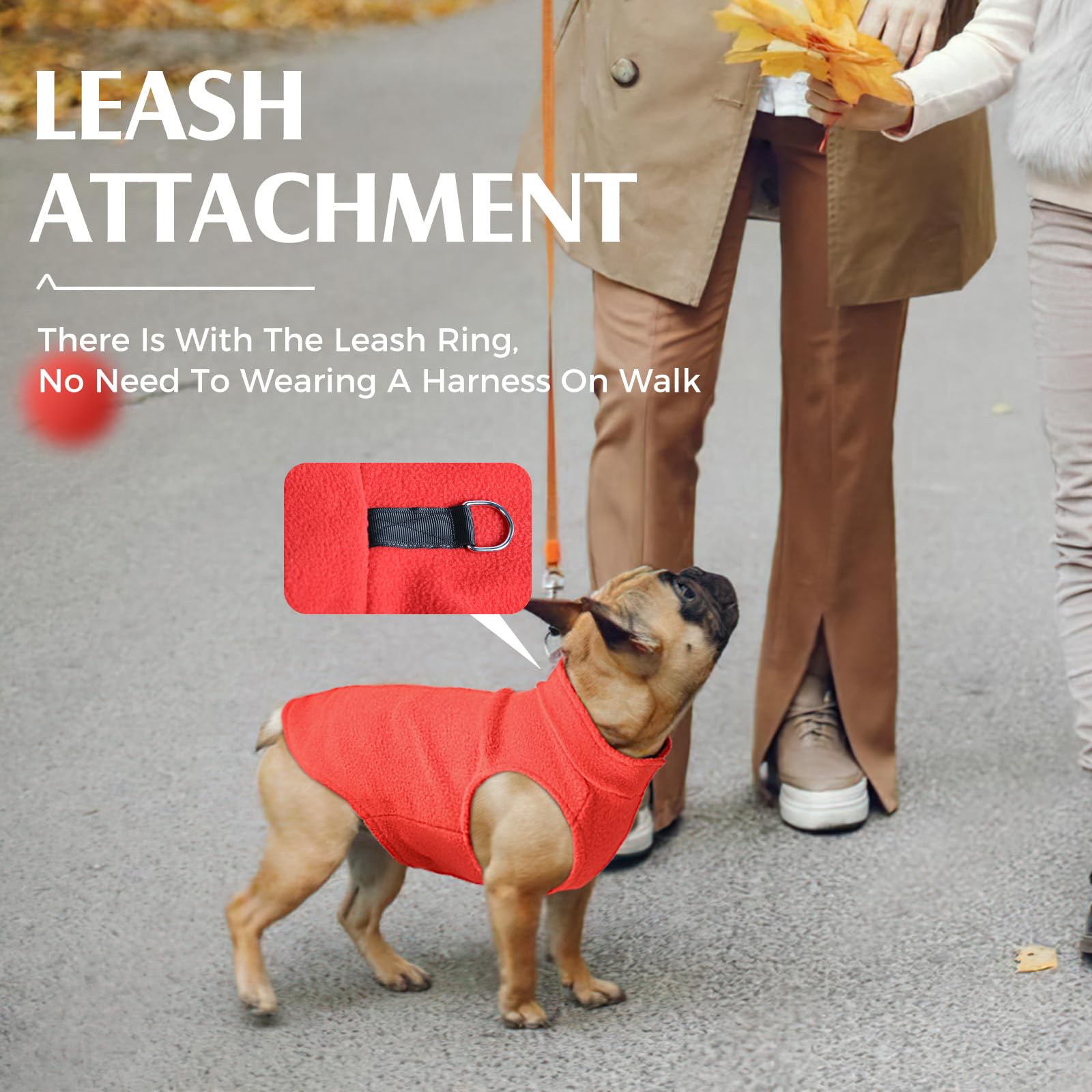 Red Fleece Dog Sweater Vest, Warm Pullover Jacket For Small To Large Dogs, Stretchy Vest With D Ring Leash (Red, Xs)