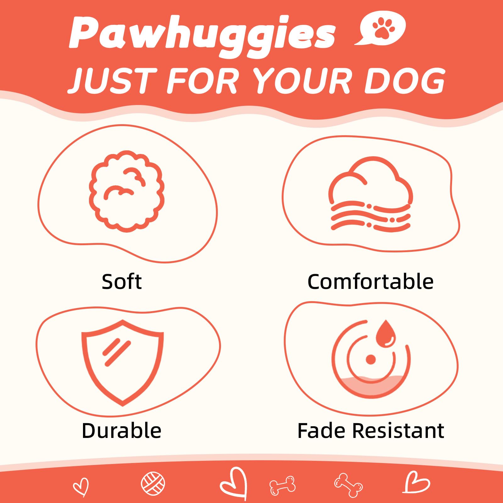 Pawhuggies Orange Dog Collar For Medium Size Dog, Breathable, Anti-Odor & Soft, Comfortable For Sensitive Skin Puppies, 90% Bamb