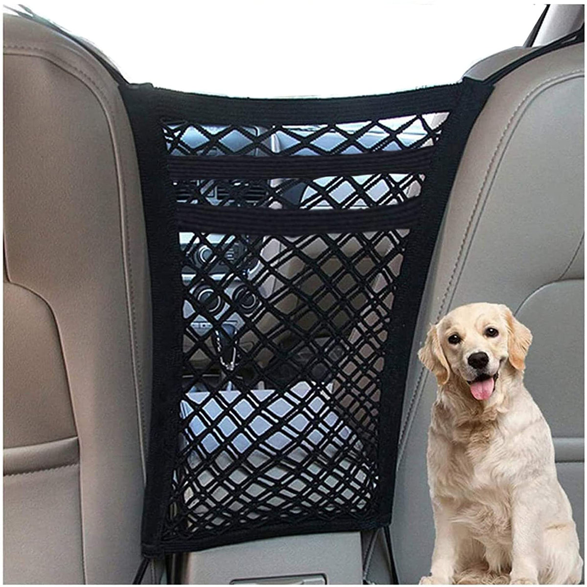 Dykeson Pet Barrier Dog Car Net Barrier With Auto Safety Mesh Organizer Baby Stretchable Storage Bag Universal For Cars, Suvs -Easy Install,Safer To Drive With Pets And Children, 3 Layer S