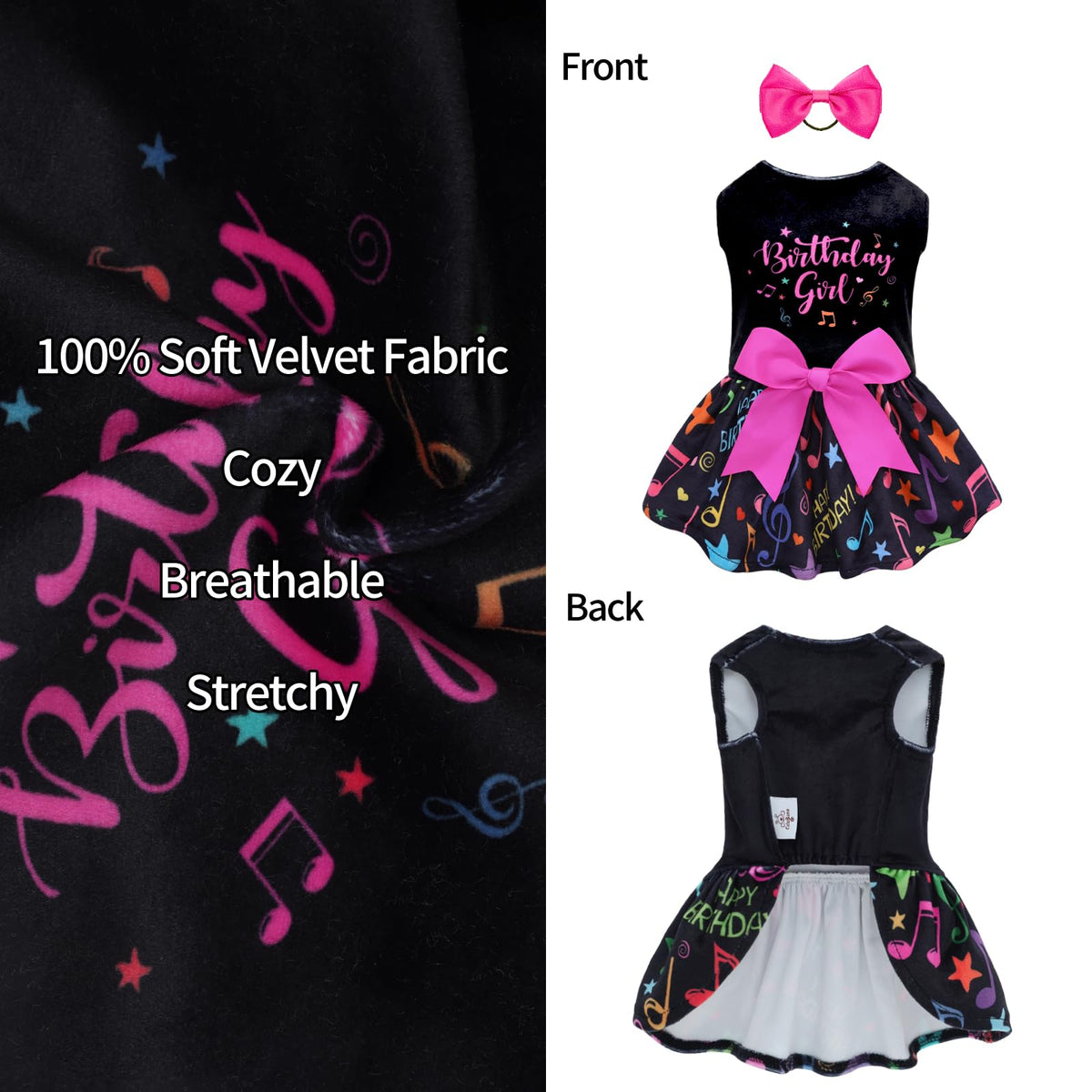 Cutebone Birthday Dog Dresses Velvet Holiday Small Dogs Clothes Onesie –  Petocart