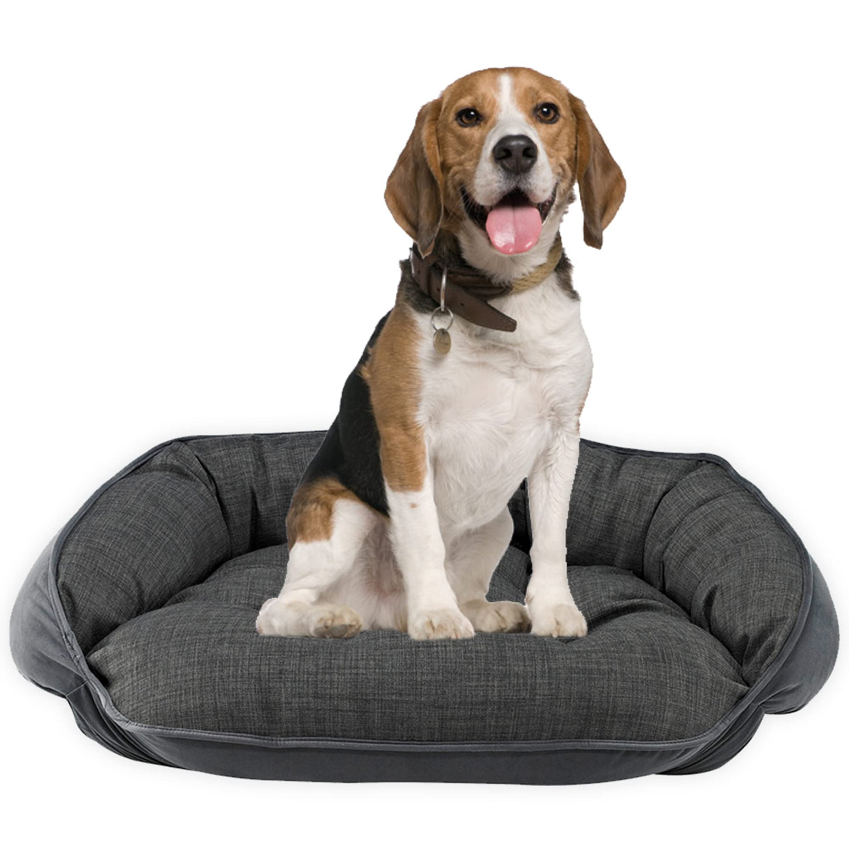 Bowsers Crescent Bed For Dogs - Reversible Dog Bed With Tufted Cushion And Open Front - Hypoallergenic Dog Bed Lounger With High