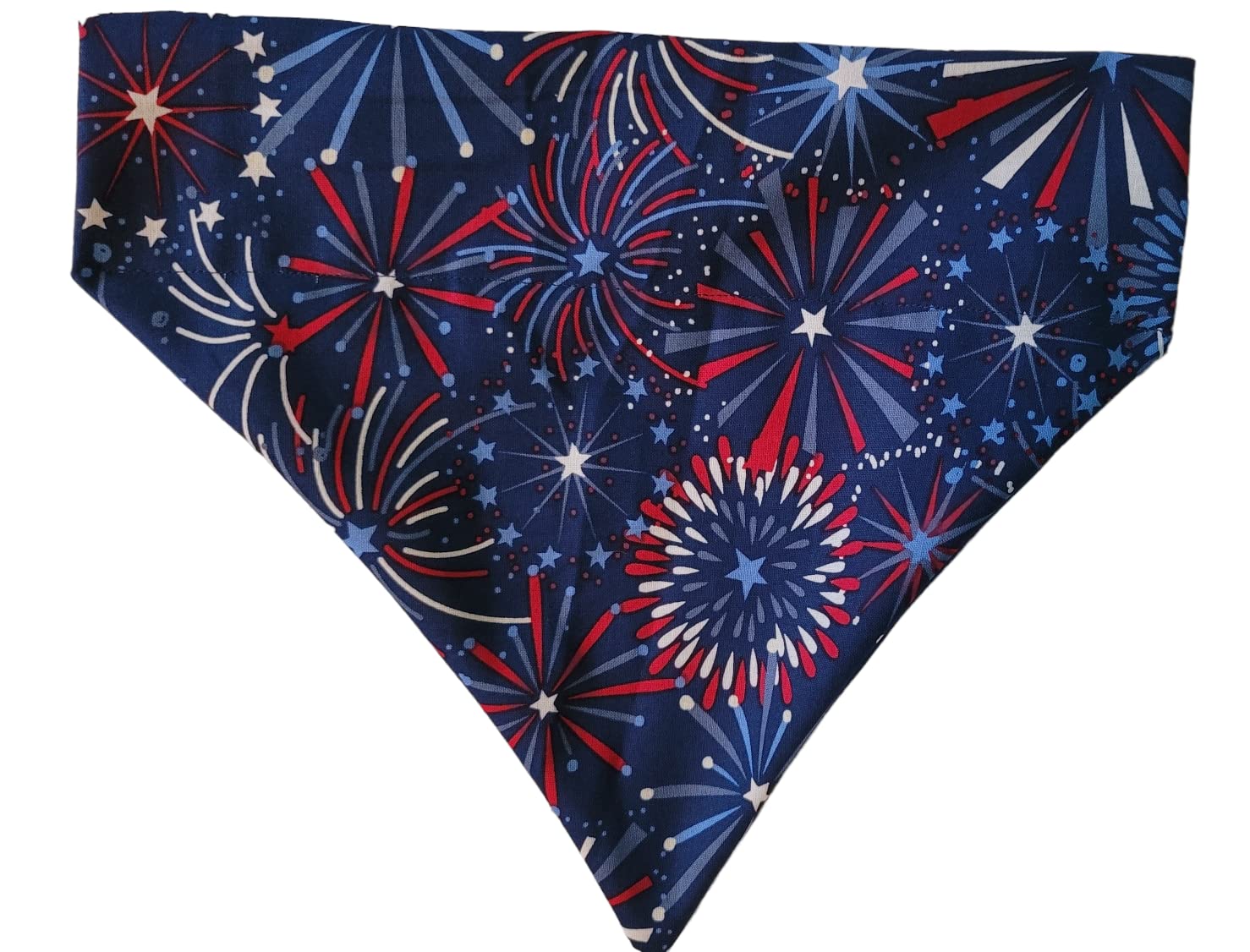 Patriotic Fireworks Over The Collar Dog Bandana That Slips Onto Your Dogs Existing Collar Size (X-Small)
