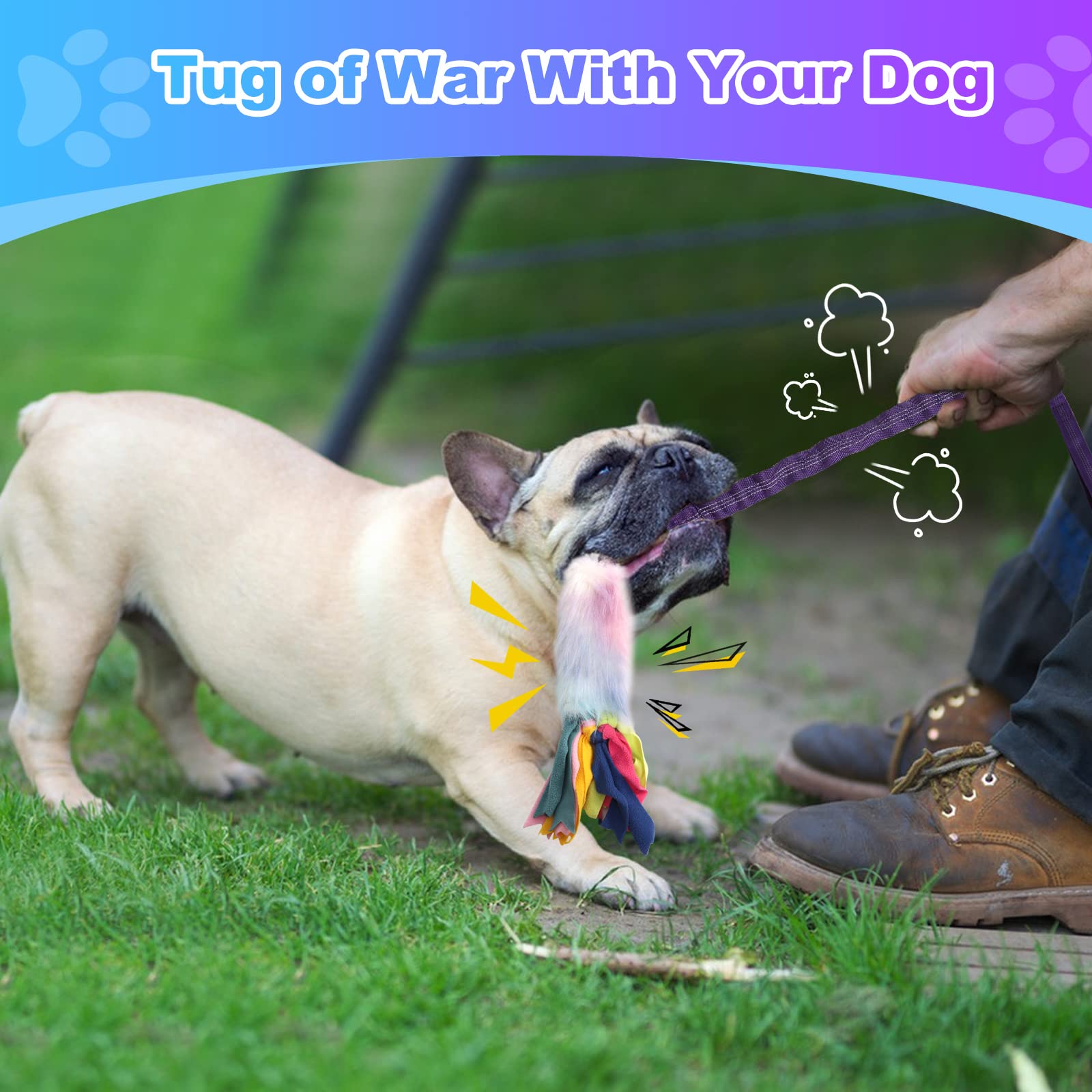 Dog Rope Toys, Nearly Indestructible Dog Rope Toys With Strong Squeak- Ideal Tug Of War Interactive Dog Training Toy, Dental Cle