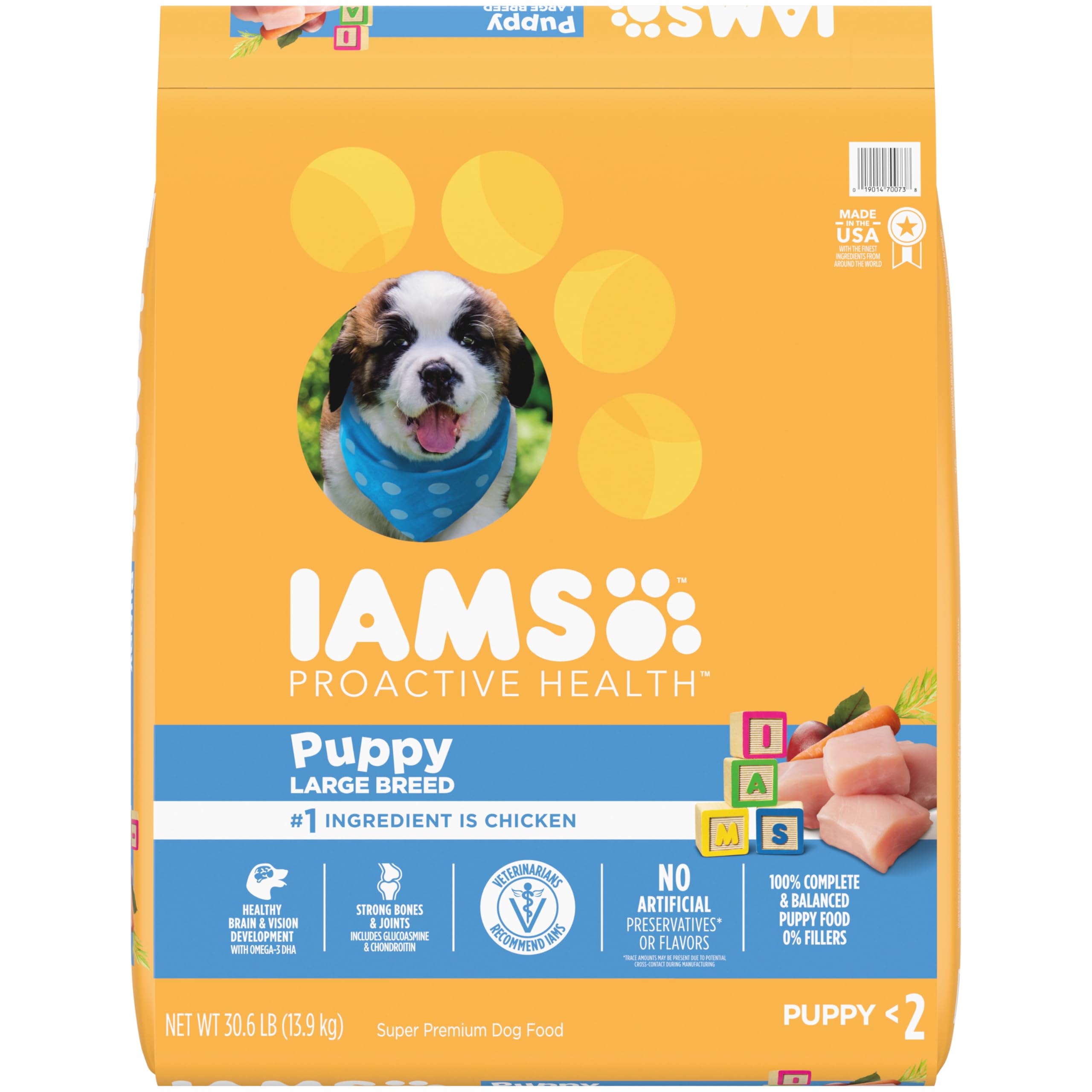 IAMS Proactive Health Large Breed Puppy Food with Real Chicken, 30.6 lb. Bag