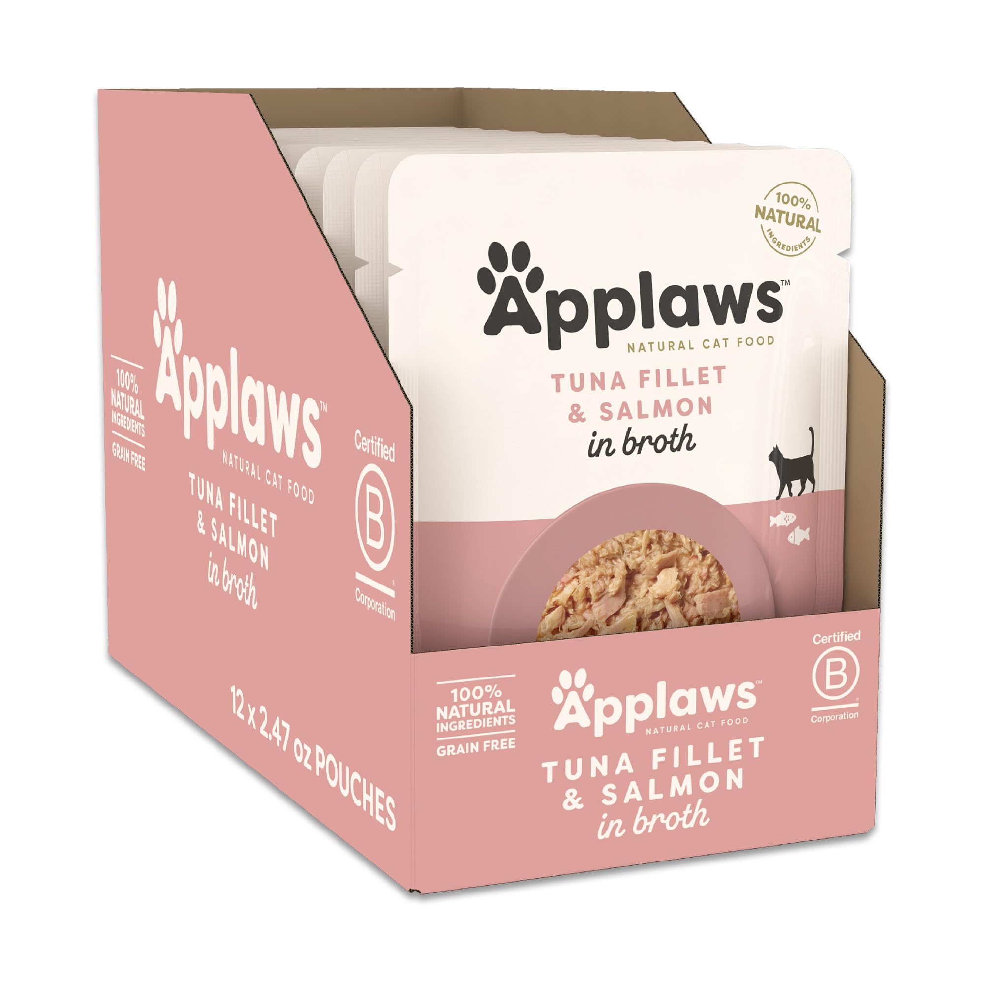 Applaws Natural Wet Cat Food in Broth, Limited Ingredient Wet Cat Food Pouches, No Additives, Made with Natural Ingredients, Tun