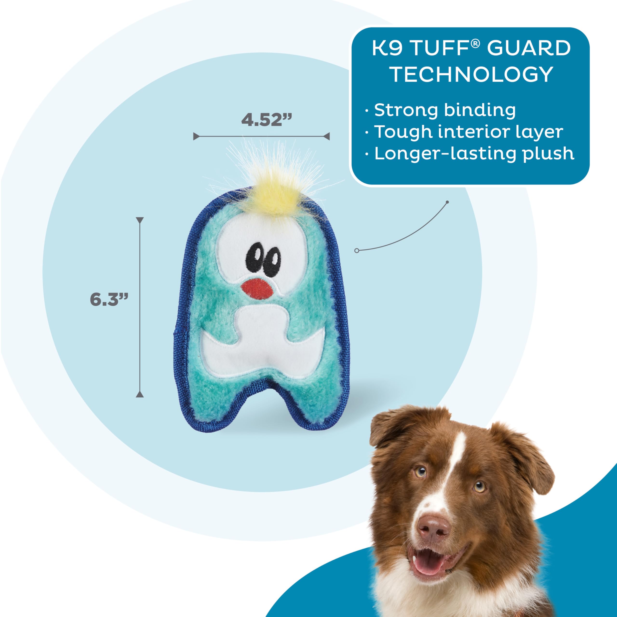 Outward Hound Plush Squeaky Dog Toy, Blue Penguin, X-Small, Durable Polyester, Model 67806