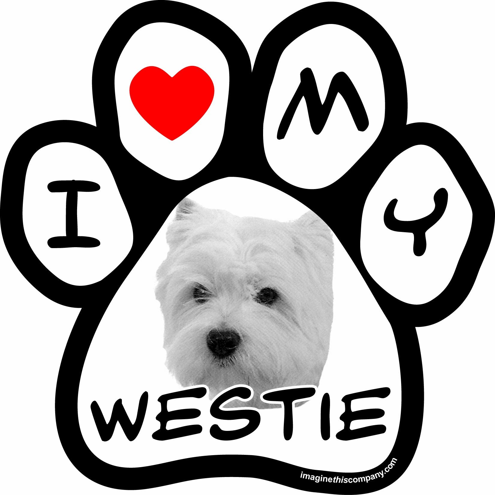 Imagine This 5-1/2-Inch By 5-1/2-Inch Car Magnet Picture Paw, Westie