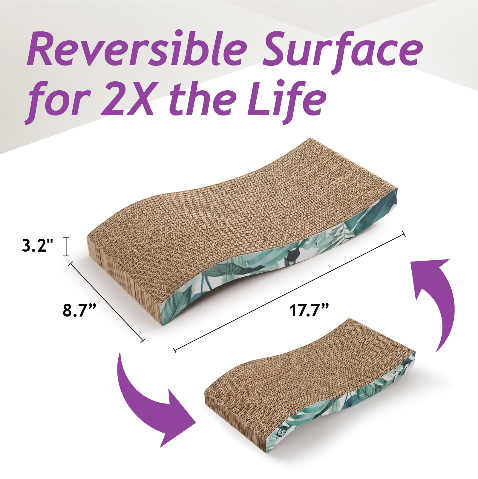 Reversible Wave Cat Scratcher For Indoor Cats - Cat Scratching Board, Horizontal Cat Scratch Pad Lounger With Reversible Usabili