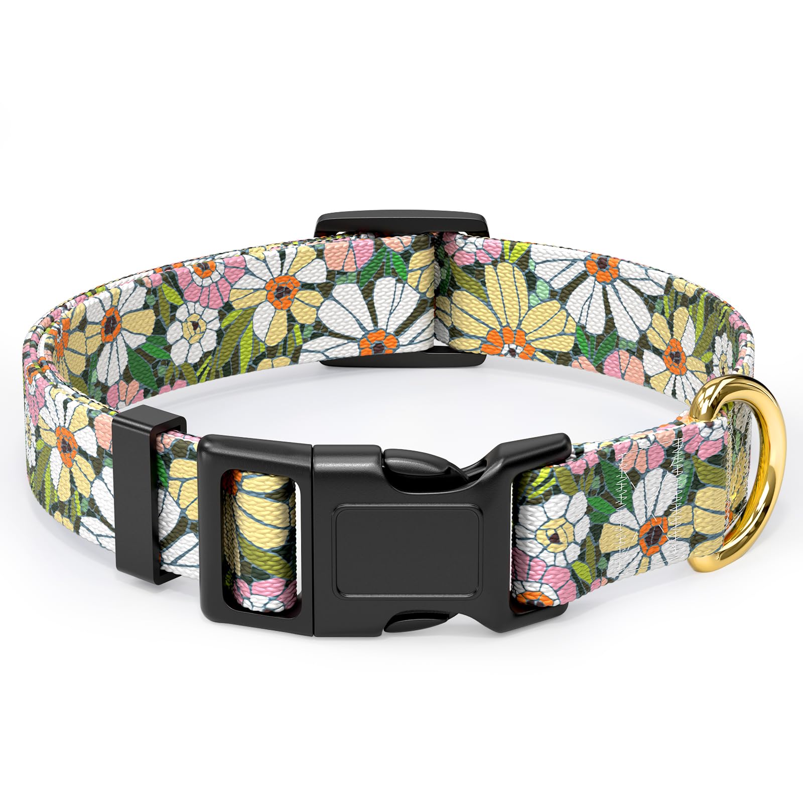 Rnivvi Dog Collar For Small Dogs, Floral Heavy Duty Adjustable Puppy Collar With Quick Release Buckle For Girl & Female, Pet Acc