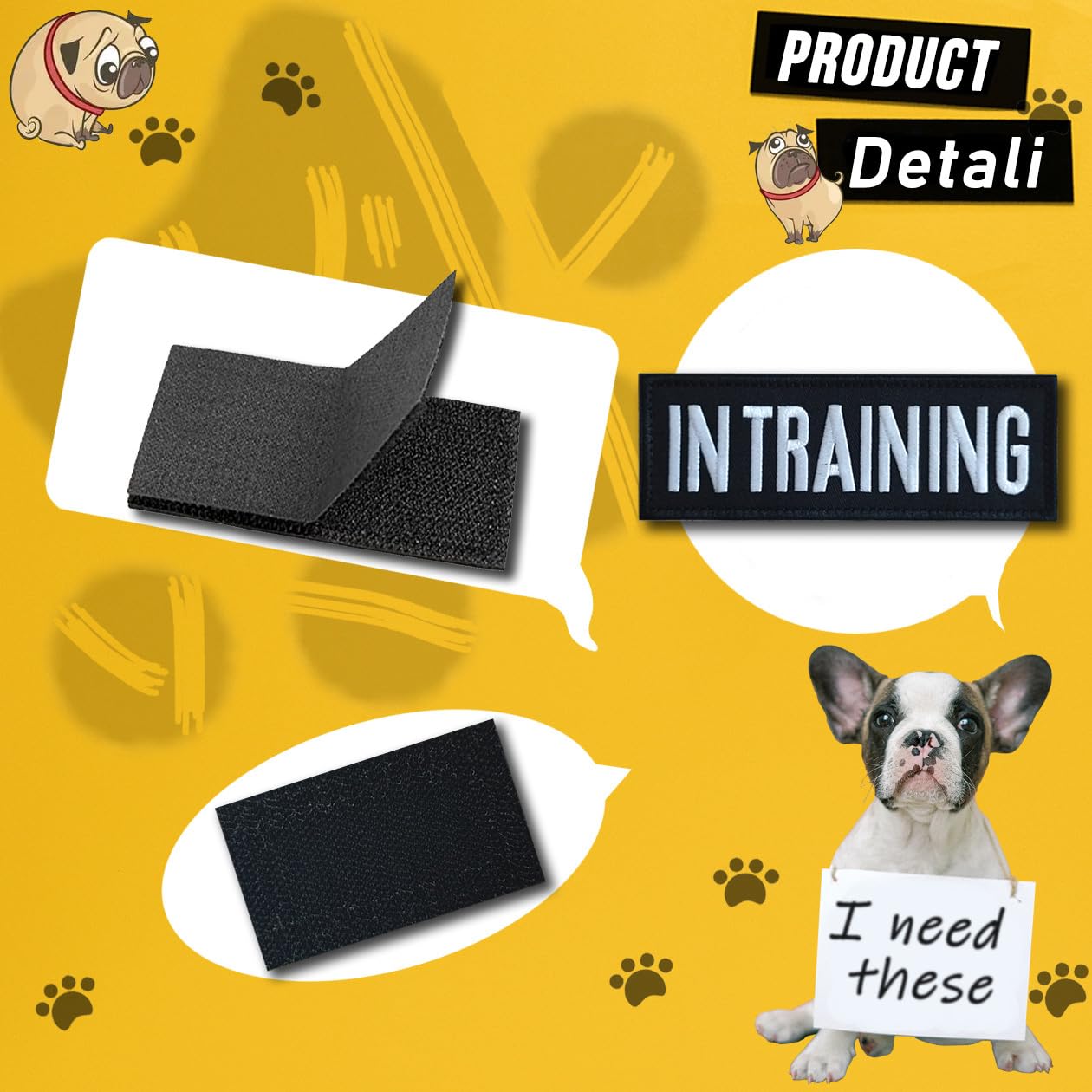 Zesion 4 Pcs In Training Patch, Dog Tactical Vest Patch Removable Embroidered Hook And Loop Patch For Dog Carrier, Harness, Coll