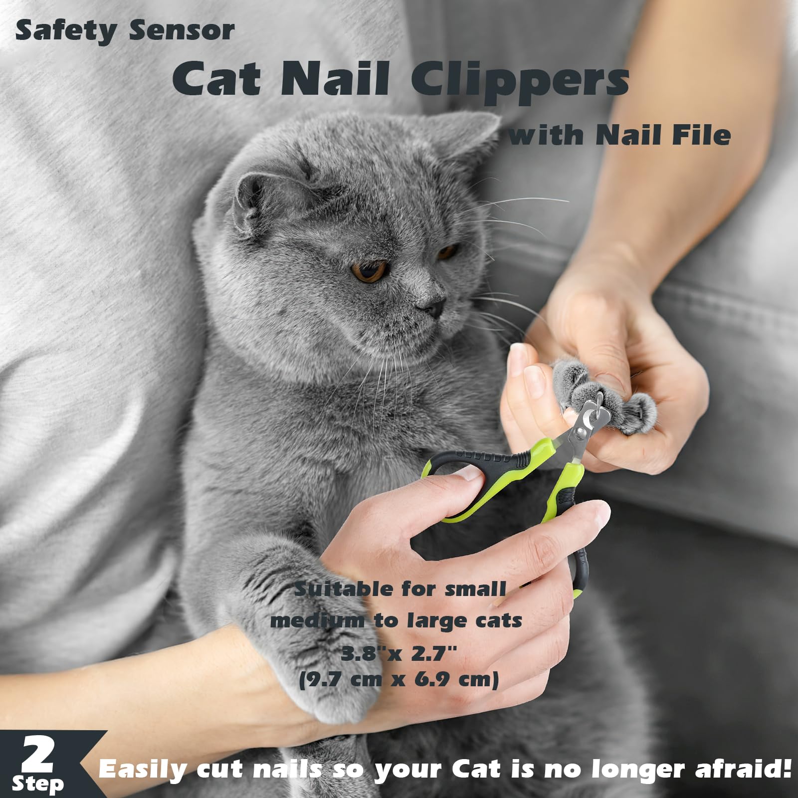 3Pcs Cat Grooming Kit | Brush For Shedding | Nail Clipper | Trimmer | Bath Brush For Long And Short Haired Indoor Cats - Premium