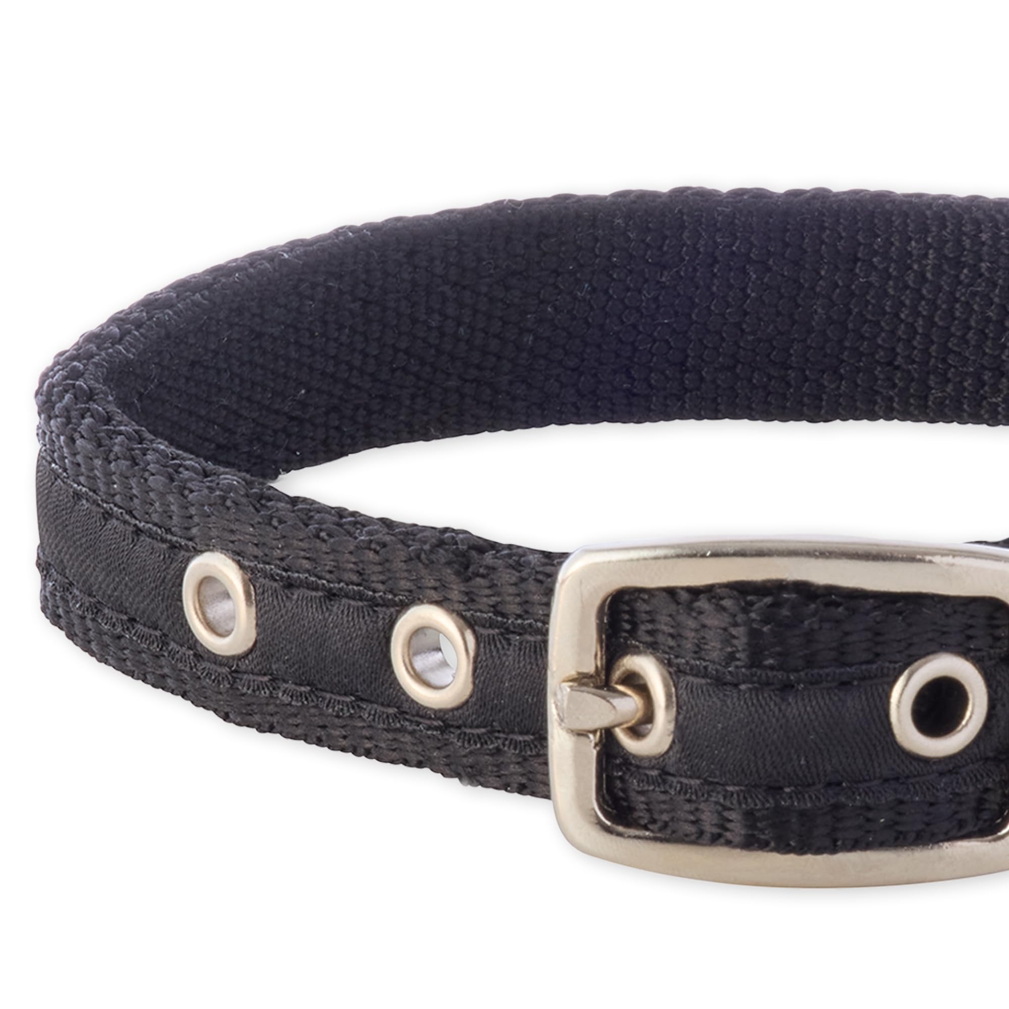 Pet Passion Adjustable Recycled Ribbon Dog Collar For All Pet Breeds, Black, X-Small