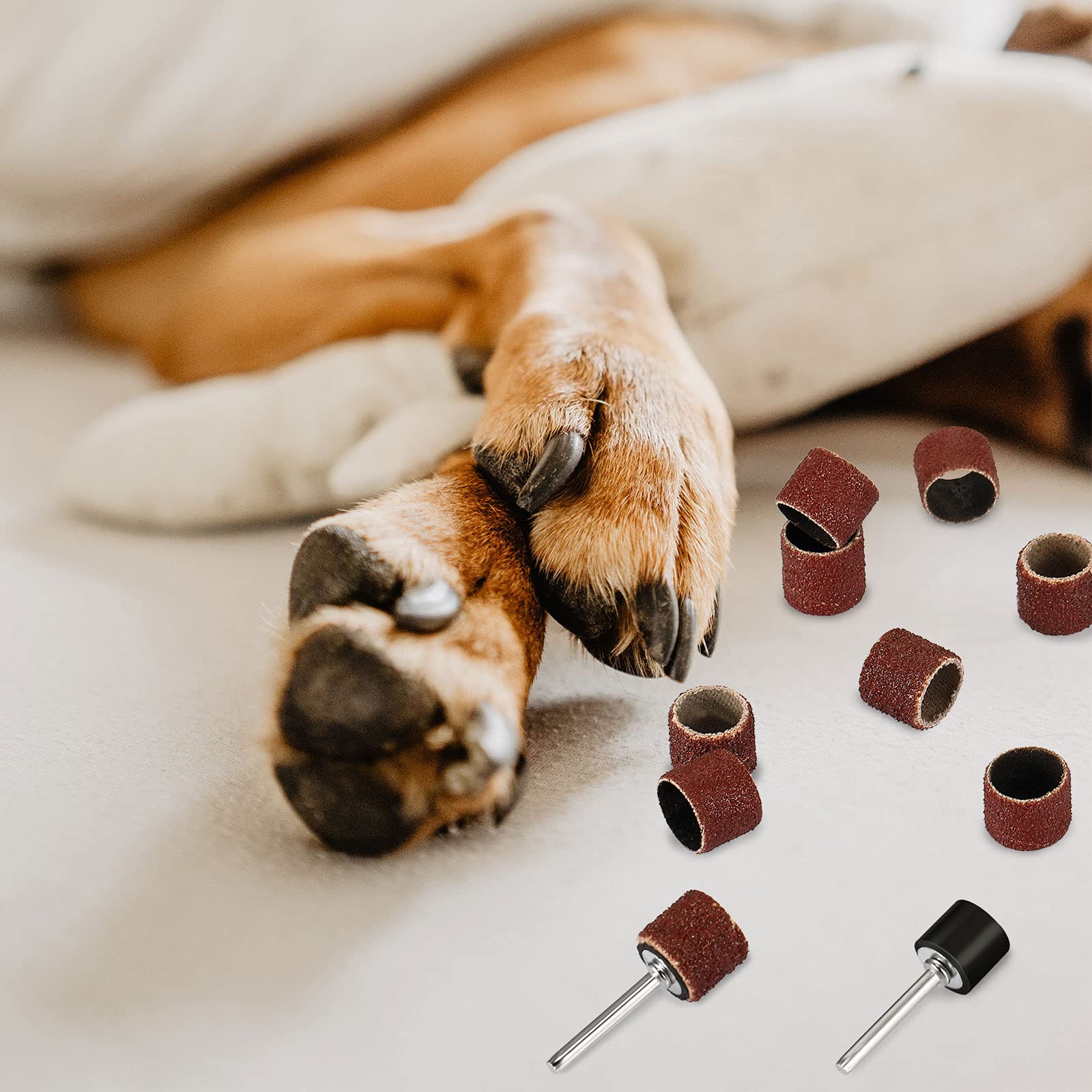 22 Pet Nail Grinder Replacement Kit With Grit Sanding Bands Pet Smoother Claw Care Black Grinding Drums Dog Nail Grinder Replace