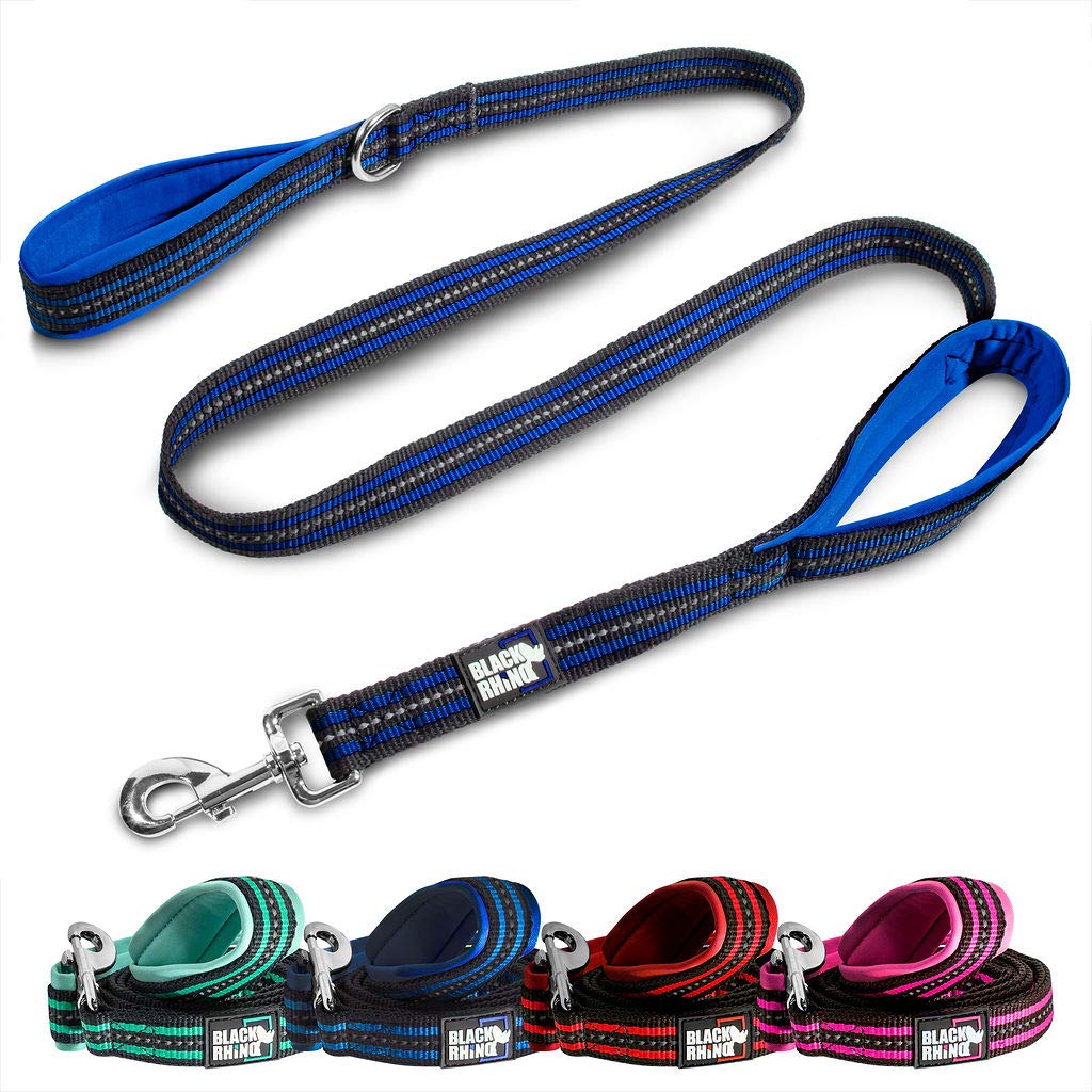 Black Rhino Dog Leash - Heavy Duty - Medium & Large Dogs  5Ft Long Leashes  Two Traffic Padded Comfort Handles For Safety Contro