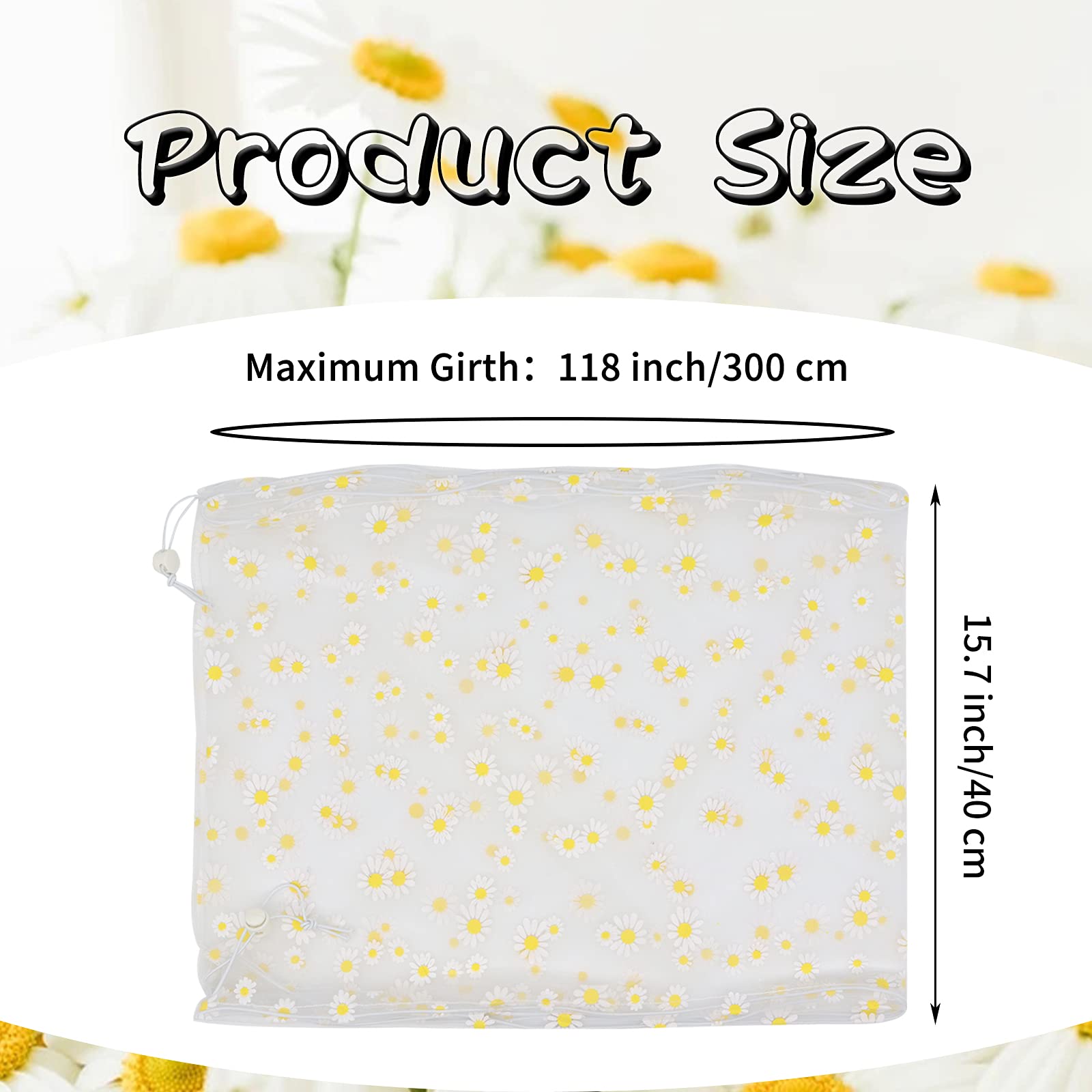 Daoeny Large Bird Cage Cover, Bird Cage Seed Catcher, Adjustable Soft Nylon Mesh Net With Daisy Pattern, Birdcage Cover Skirt Seed Guard For Parrot Parakeet Macaw Round Square Cages (White)