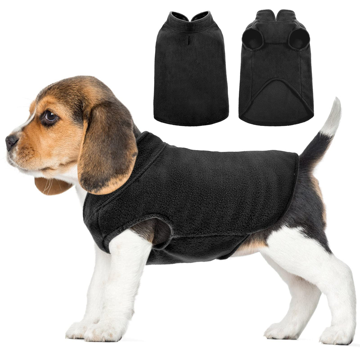 Fuamey Dog Fleece Vest,Warm Sweatshirt Puppy Stretchy Sweater Pullover Dog Turtleneck Coat Dog Winter Jacket With Leash Hole,Doggie Dachshund Sweaters Yorkie Clothes For Small Medium Dogs Black Xs