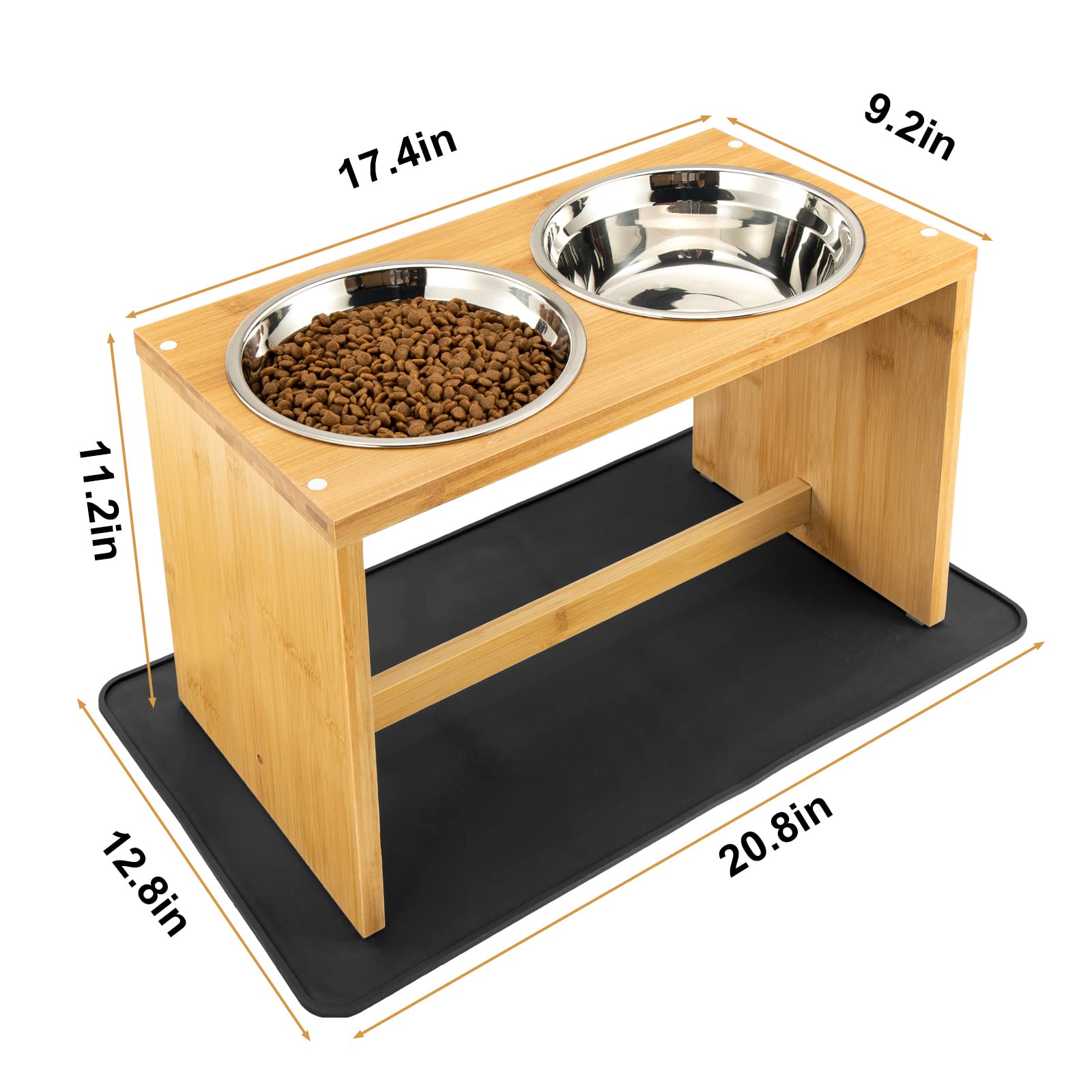 Yangbaga Elevated Dog Bowls, Raised Dog Feeding Station with 2 Bowls, Easy to Clean