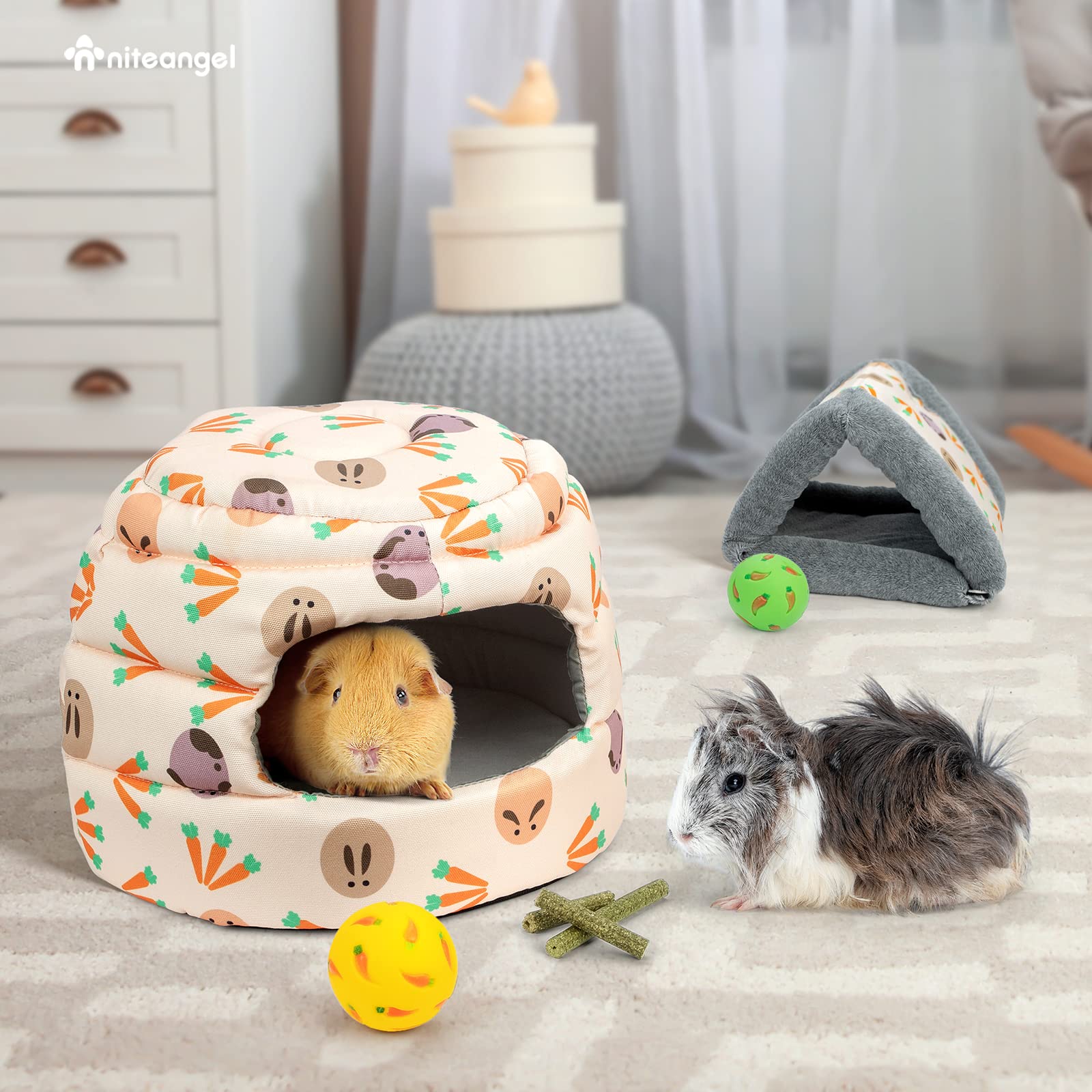 Niteangel Bunny Bed Big Guinea Pig Cave House Hideout For Rabbit Ferret Chinchilla Degu Hedgehogs Squirrel And Other Small Animals