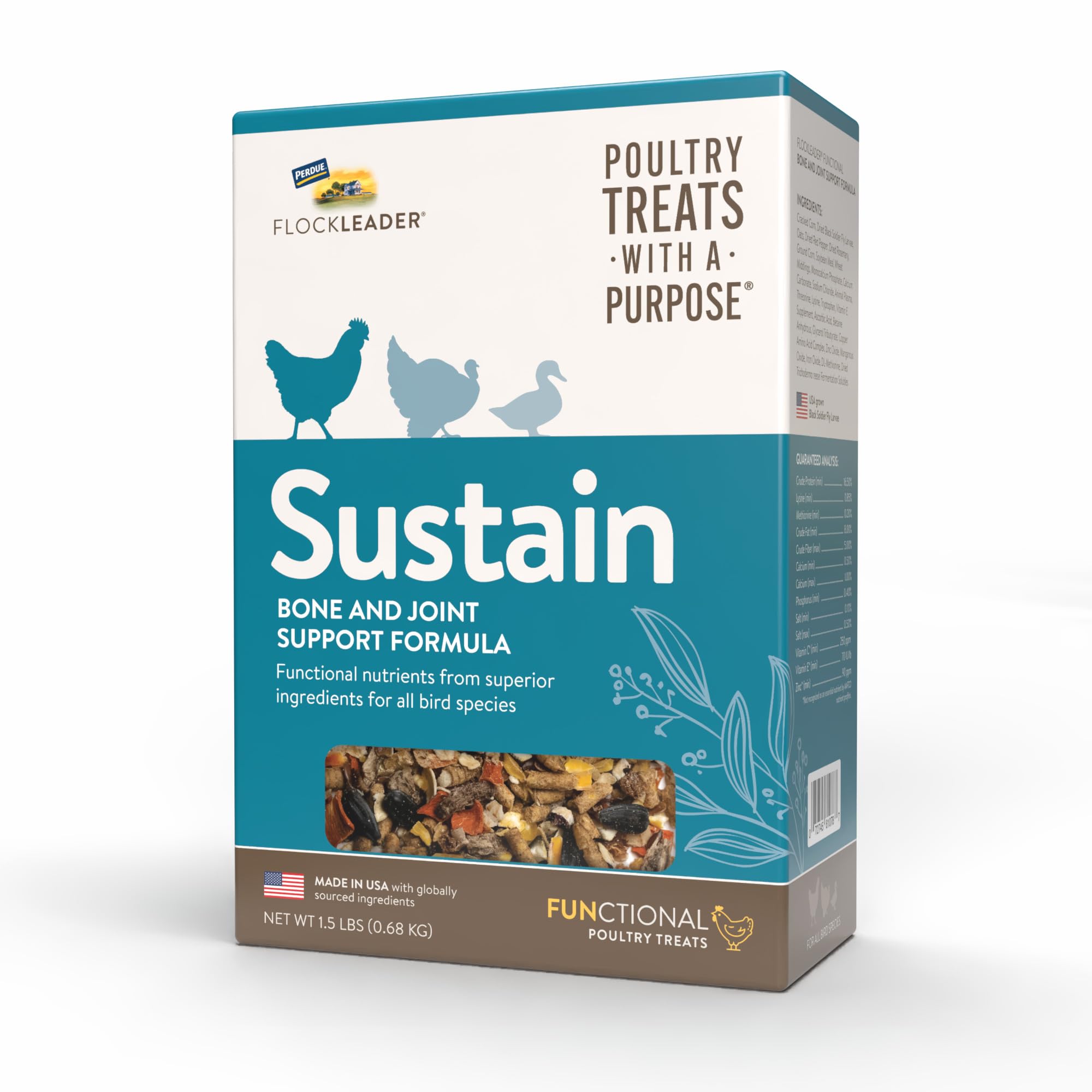 FLOCKLEADER Sustain, Functional Poultry Treats for Bone and Joint Support, 1.5 lb