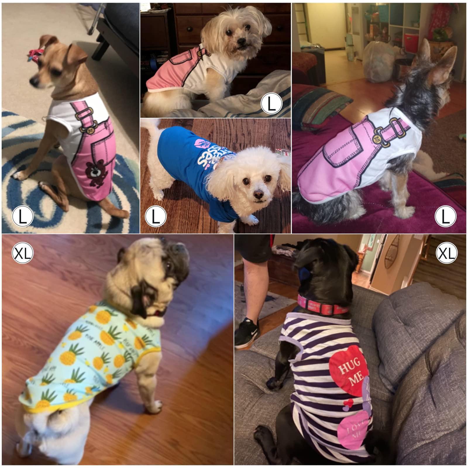 Satinior 6 Pcs Dog Clothes Printed Doggie Shirts Puppy T-Shirts Cute Pet Cotton Clothes Doggie Shirt For Small Medium Dog Appare
