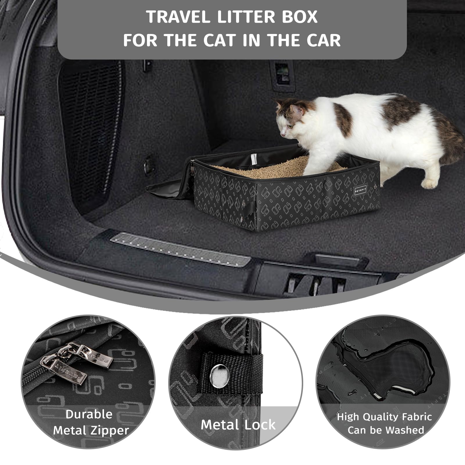 Petsfit Portable Litter Box - Leak-Proof, Travel Litter Box With Lid, Collapsible Litter Boxes Perfect For Hotel/Lawn/Car Travel