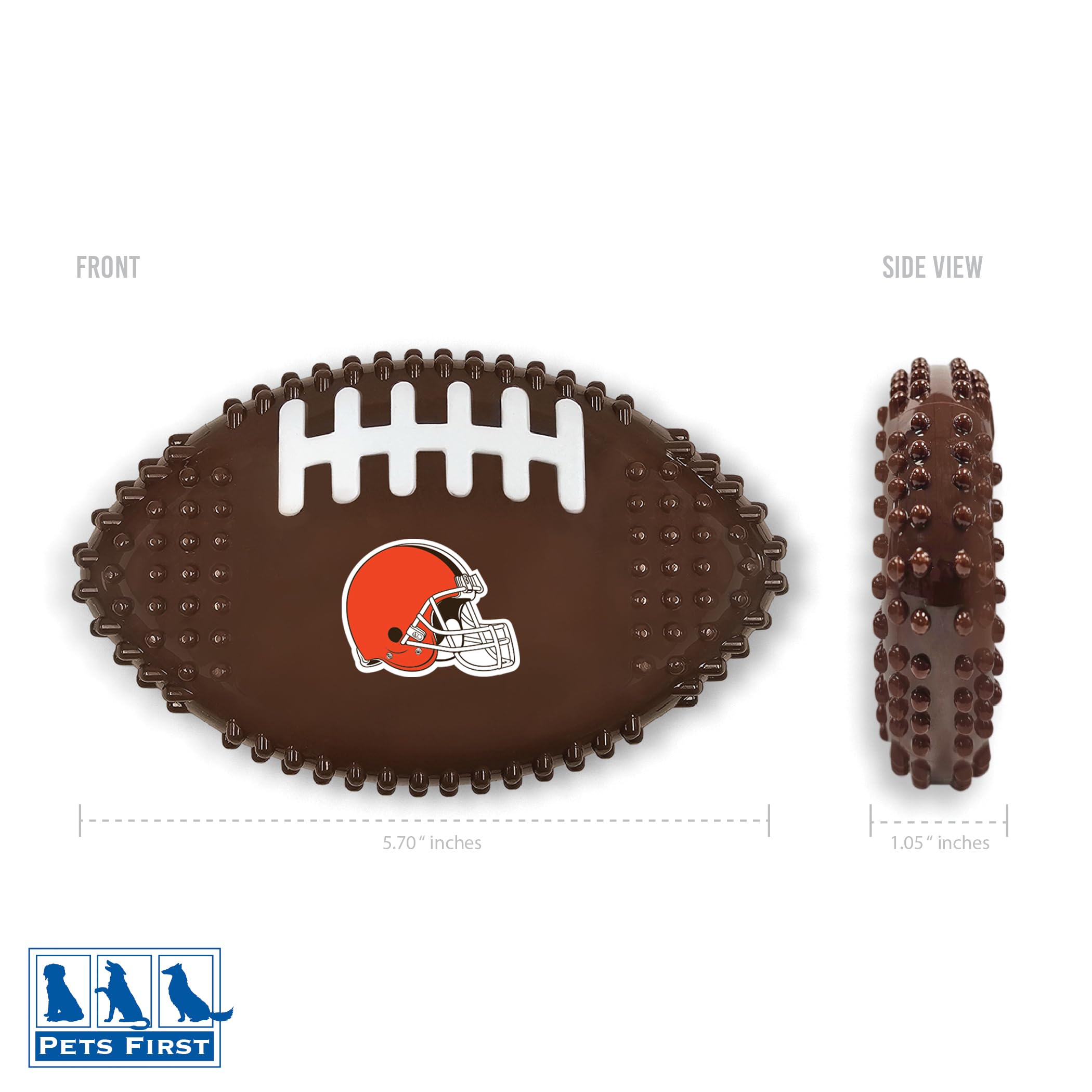 Nfl Cleveland Browns Mega- Chew Hard Nylon Bacon-Flavored Dog Bone Football Chew Toy Interactive Tasty Fun Dog Chewy Toys Indest