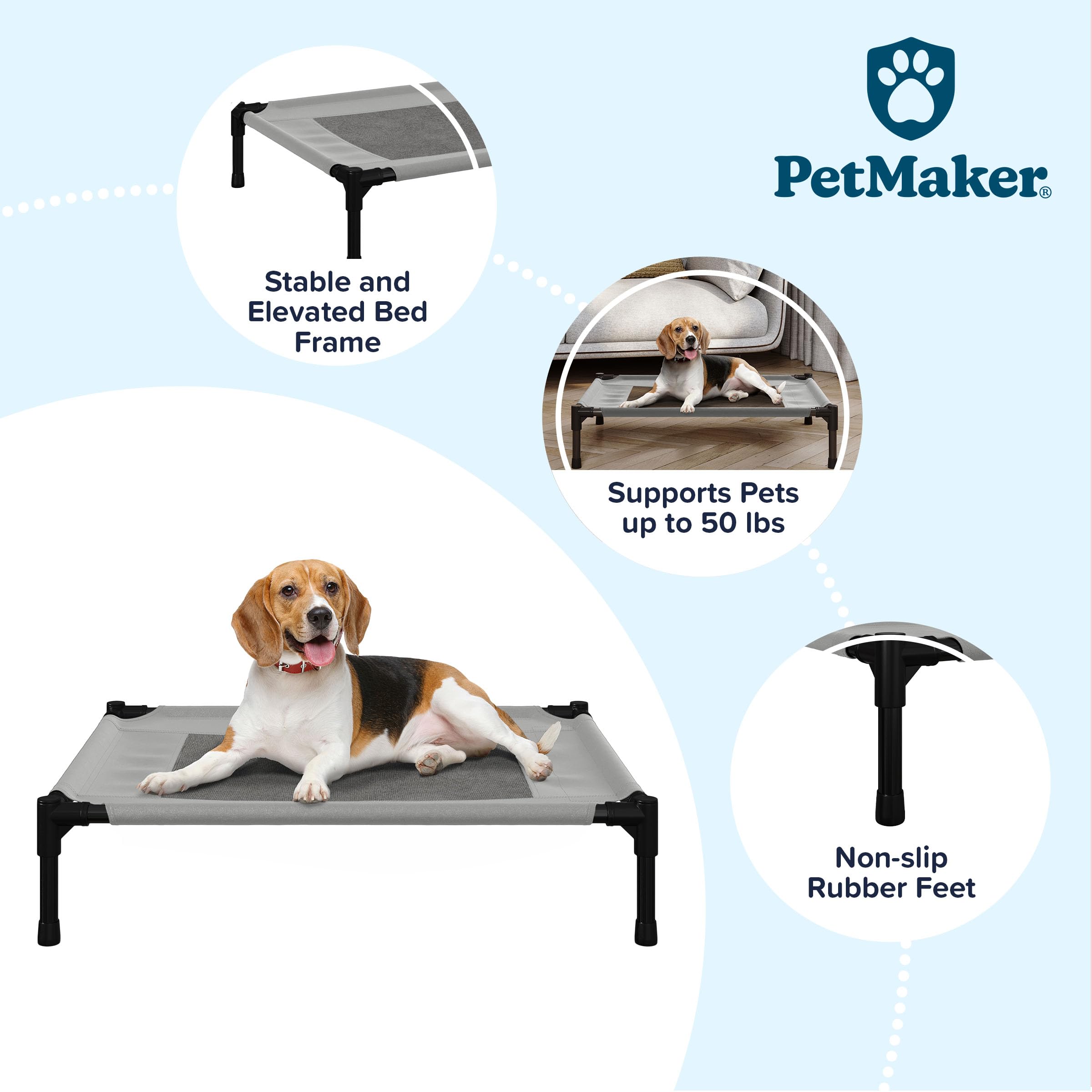 Elevated Dog Bed - 30X24-Inch Portable Pet Bed With Non-Slip Feet - Indoor/Outdoor Dog Bed Or Puppy Cot For Pets Up To 50Lbs By