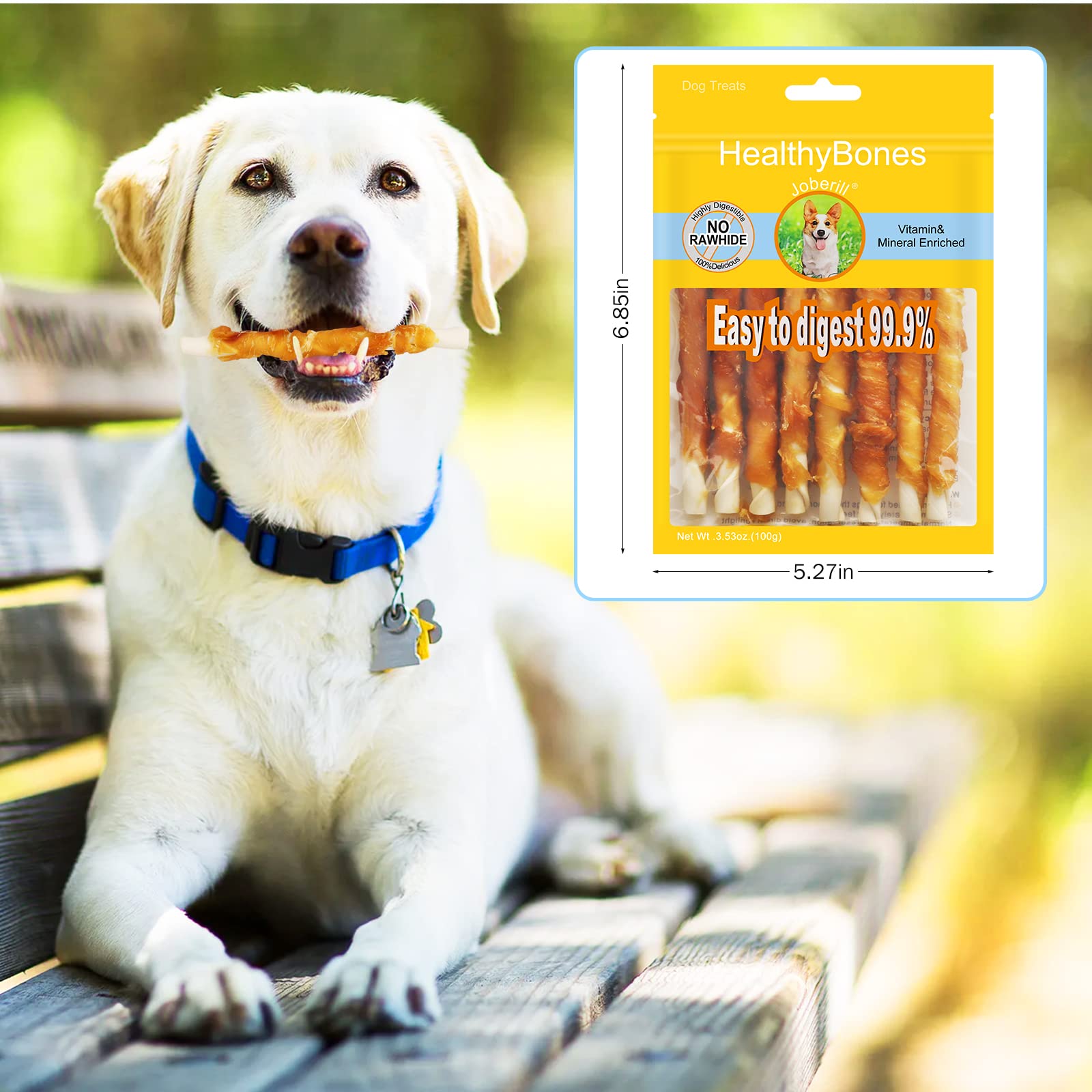 HealthyBones Chicken Breast Wrapped Natural Dog Treats for Swedish Lapphund and Other Med Herding Dogs, 36 Count