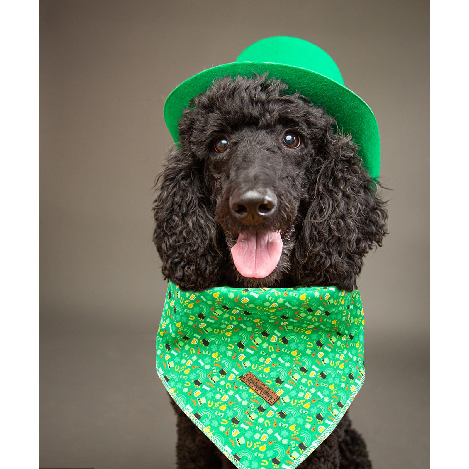Lionheart Glory St. Patrick'S Washable Soft Dog Scarf, Square Adjustable Bandana For Medium Large Dogs