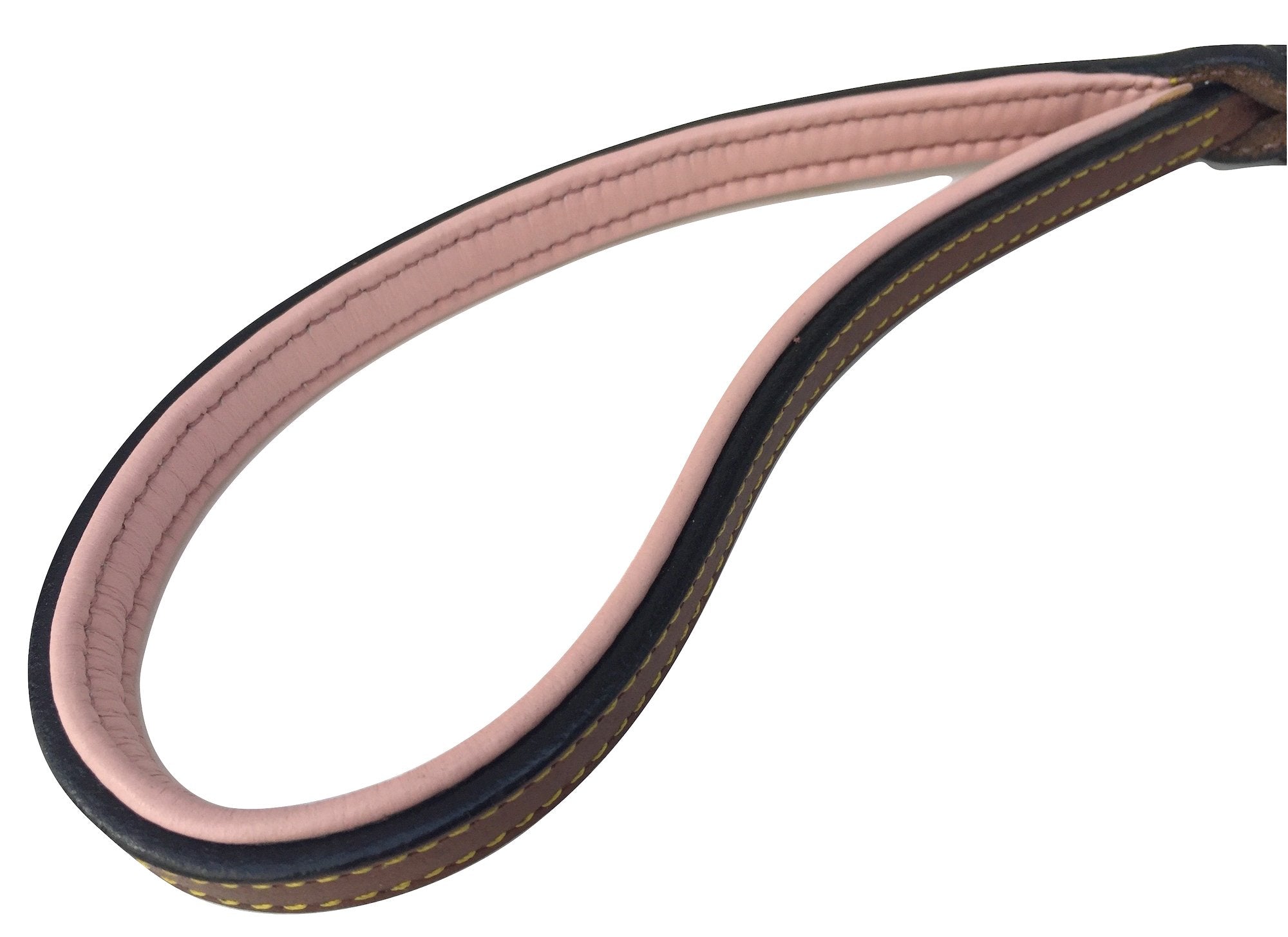 Soft Touch Collars 4Ft X 1/2 Inch Wide Leather Braided Dog Leash, Brown With Pink Padded Handle, For Small Dogs