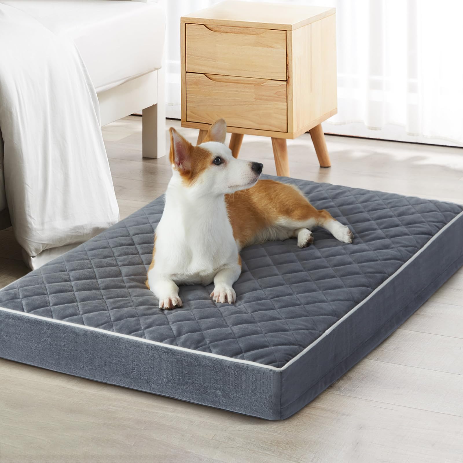 Wnpethome Washable Dog Beds For Large Dogs, Giant Waterproof Dog Bed With Removable Washable Cover & Anti-Slip Bottom, Egg Crate
