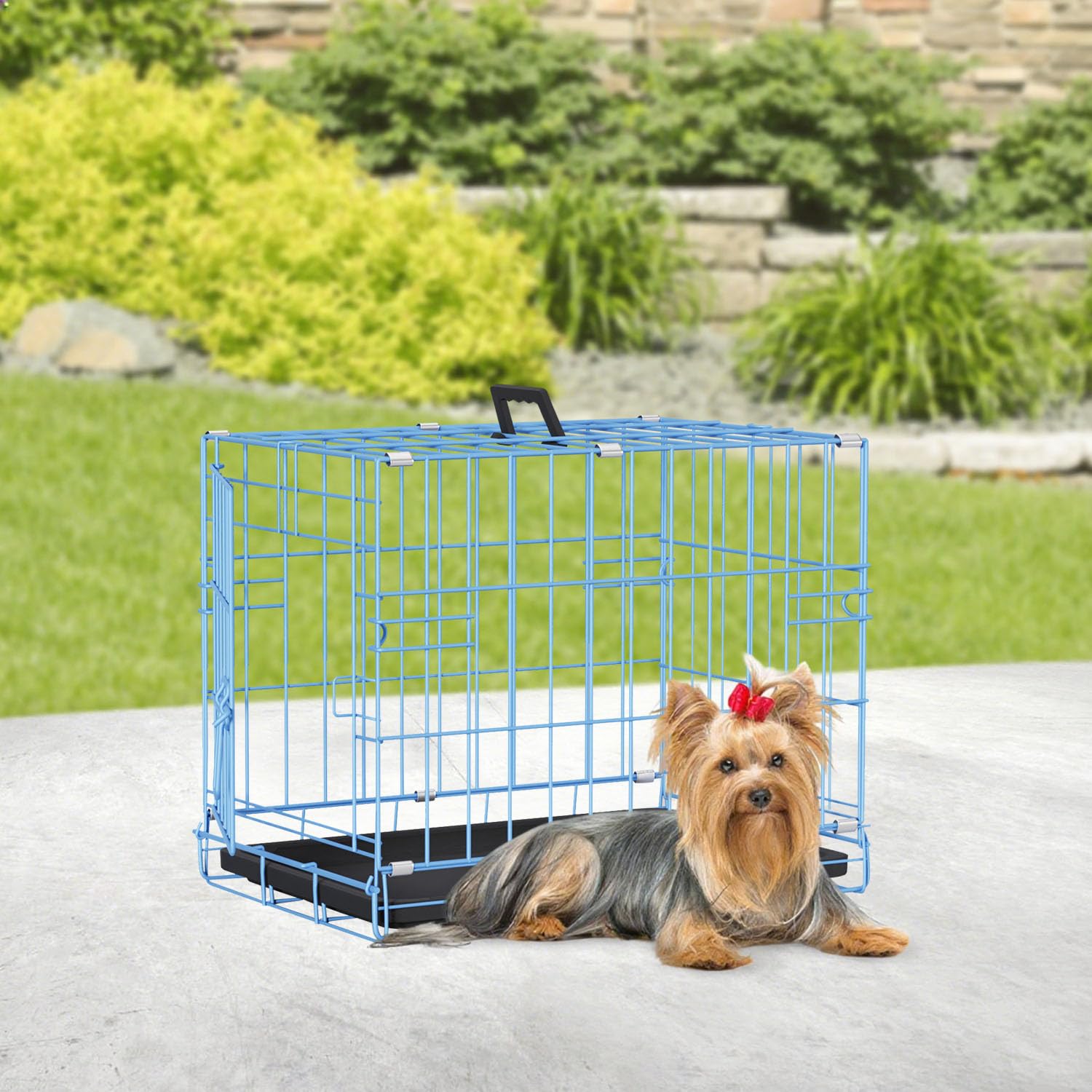 BestPet | Dog Crate | 18 | Blue | Foldable Metal Kennel with Single Doors, Secure Slide-Bolt Latches, Leakproof Tray | Portable